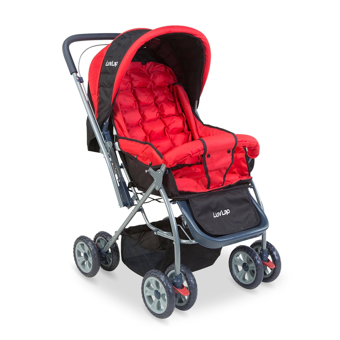 Starshine Baby Stroller/Pram for 0 to 3 Years, New Born/Toddler/Kid, Lightweight, Adjustable backrest, 360° Swivel Wheel, Large Storage Basket, Reversible Handlebar (Red)