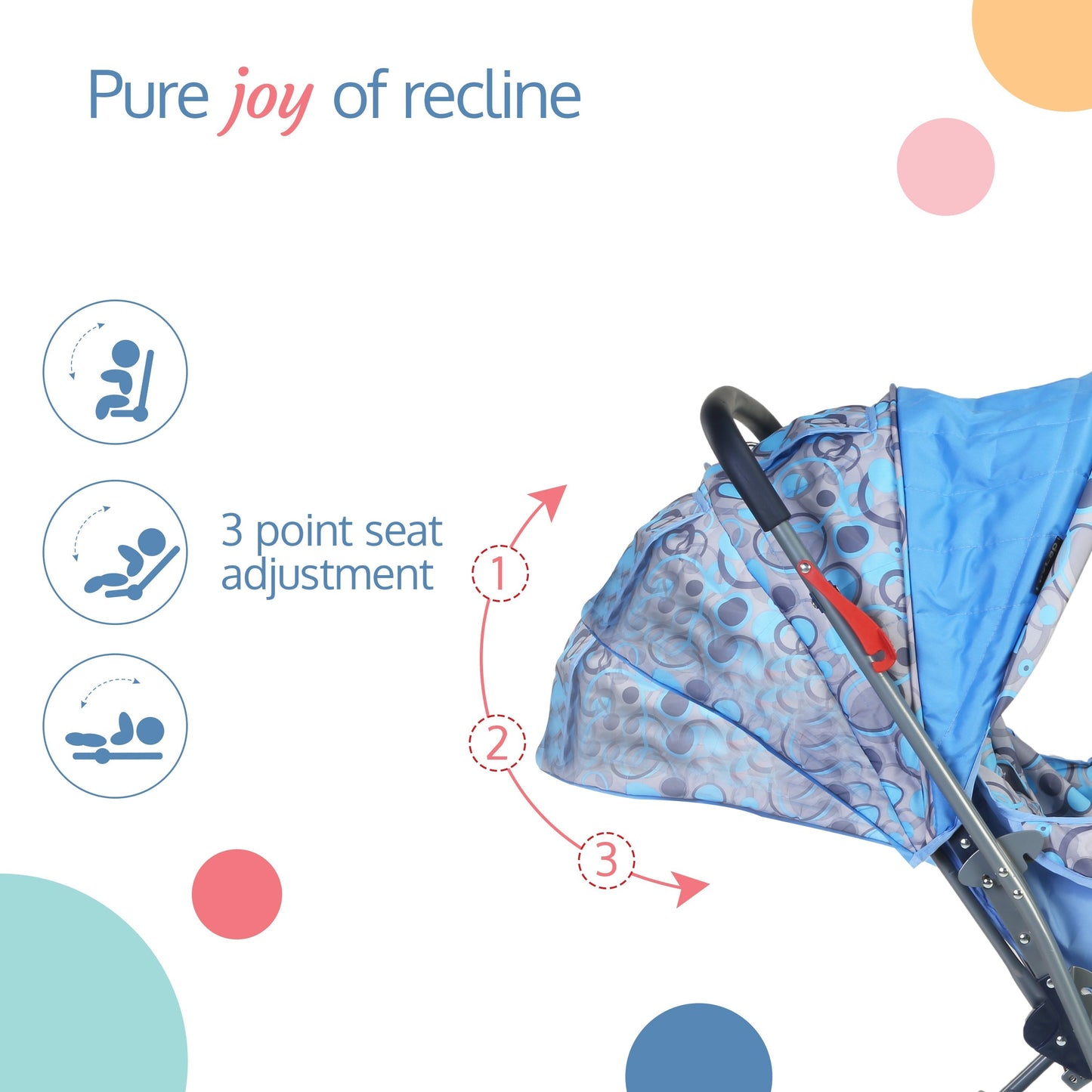 Starshine Baby Stroller/Pram for 0 to 3 Years, New Born/Toddler/Kid, Lightweight, Adjustable backrest, 360° Swivel Wheel, Large Storage Basket, Reversible Handlebar (Sky Blue)