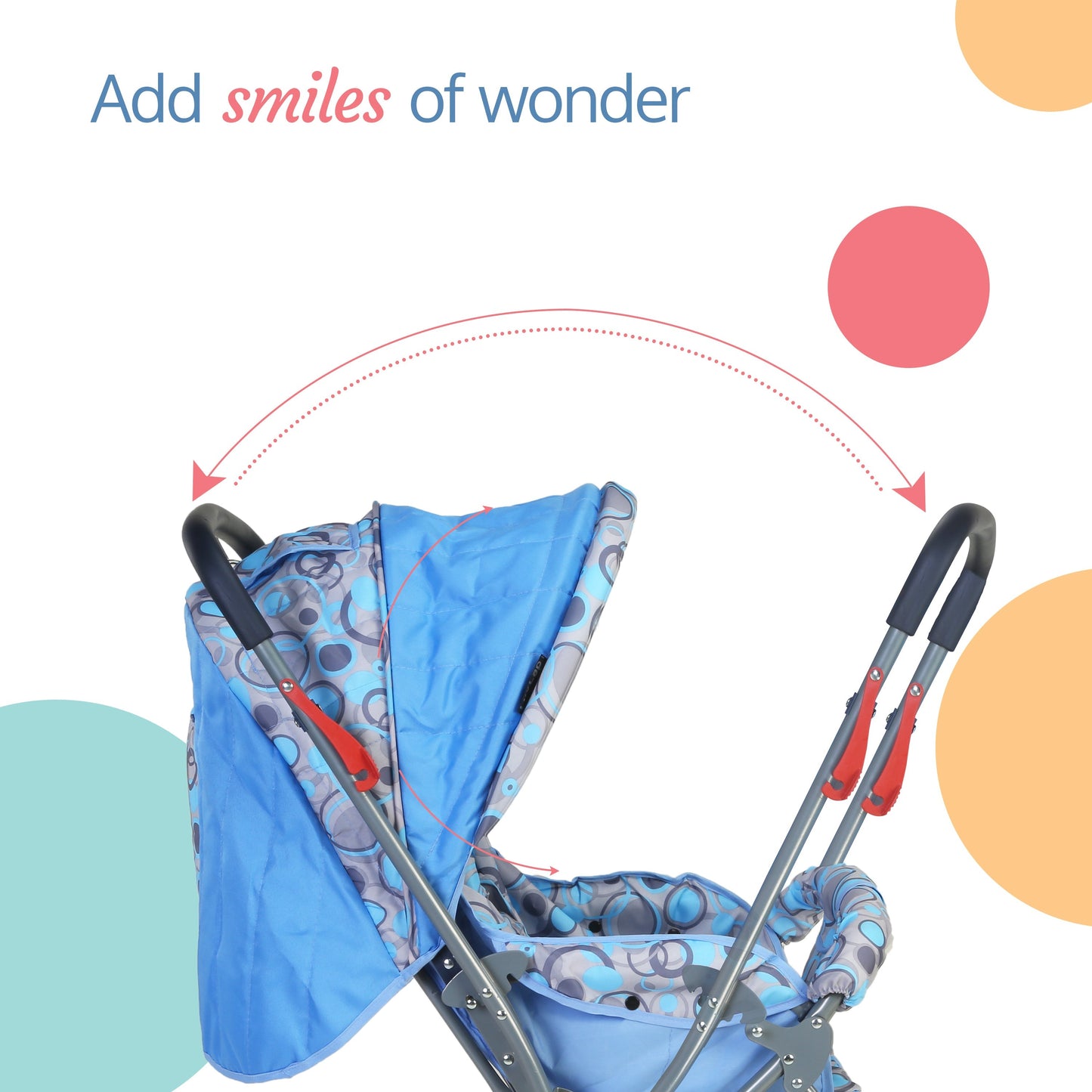 Starshine Baby Stroller/Pram for 0 to 3 Years, New Born/Toddler/Kid, Lightweight, Adjustable backrest, 360° Swivel Wheel, Large Storage Basket, Reversible Handlebar (Sky Blue)
