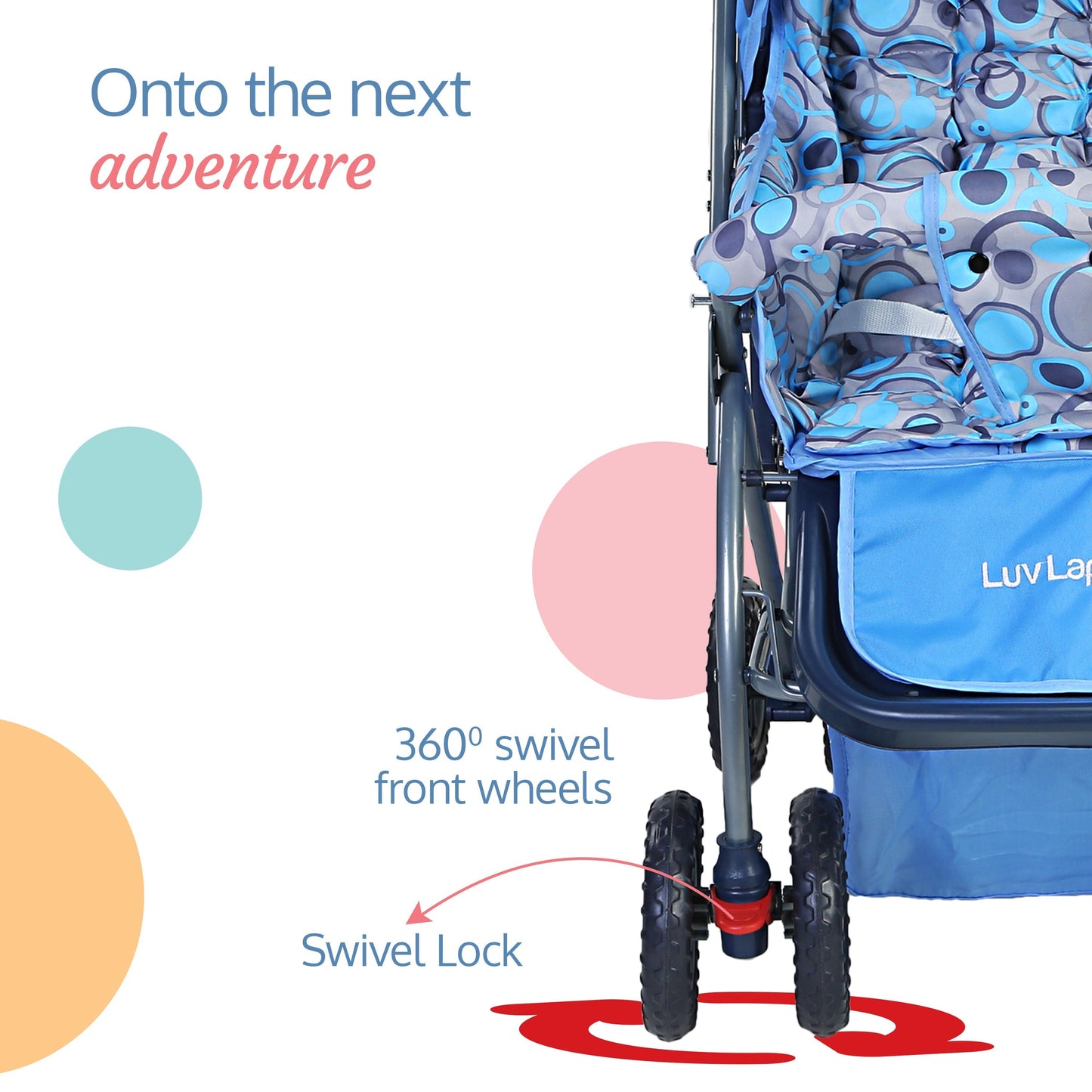 Starshine Baby Stroller/Pram for 0 to 3 Years, New Born/Toddler/Kid, Lightweight, Adjustable backrest, 360° Swivel Wheel, Large Storage Basket, Reversible Handlebar (Sky Blue)