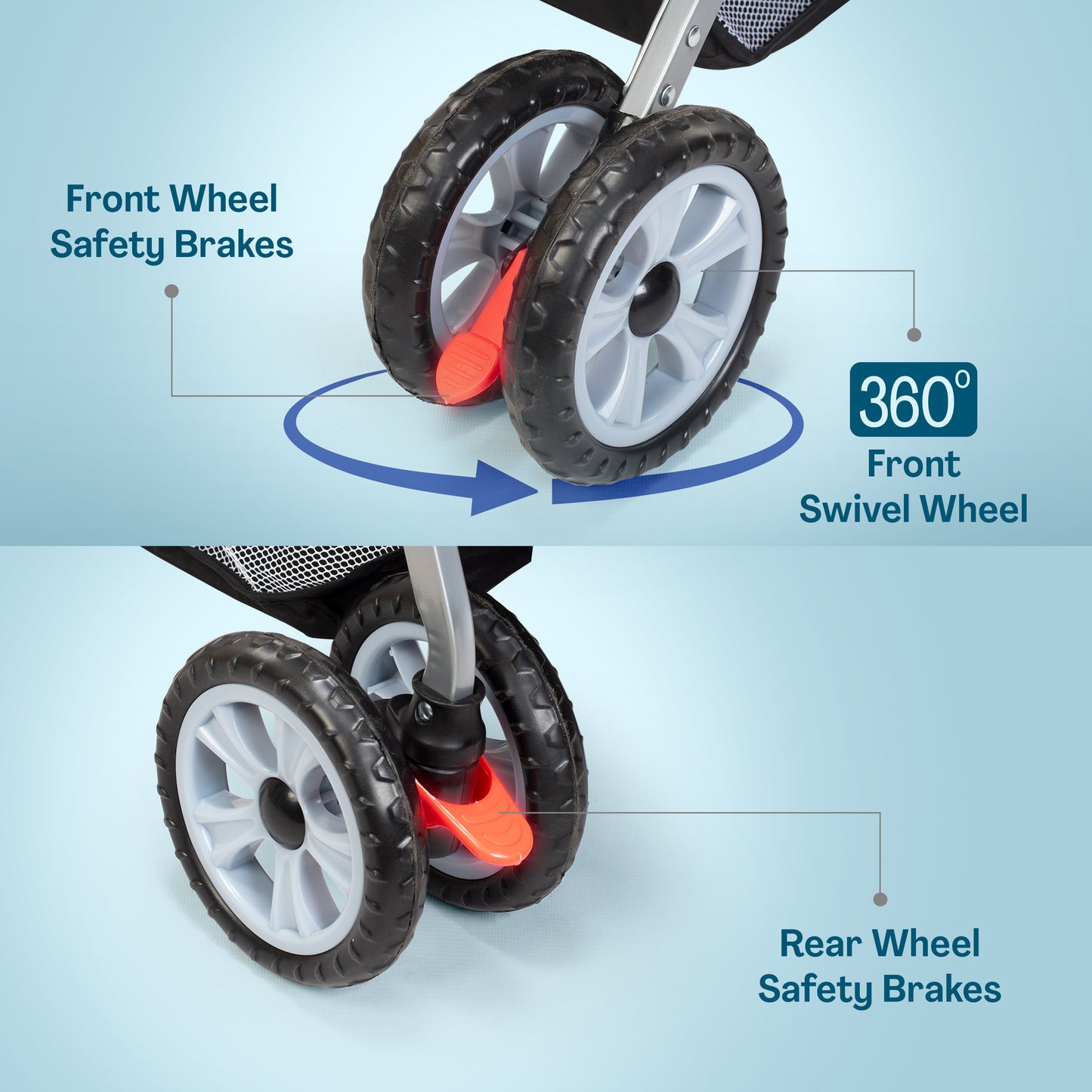 Sunshine Stroller/Pram, Easy Fold, for Newborn Baby/Kids, 0-3 Years (Teal)