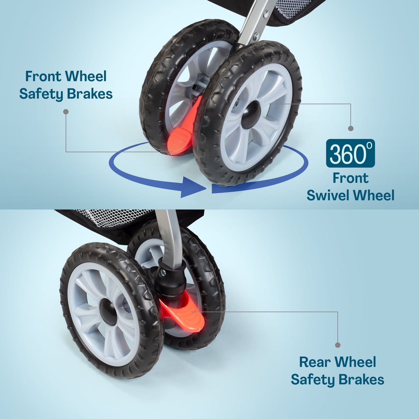 Sunshine Stroller/Pram, Easy Fold, for Newborn Baby/Kids, 0-3 Years (Teal)