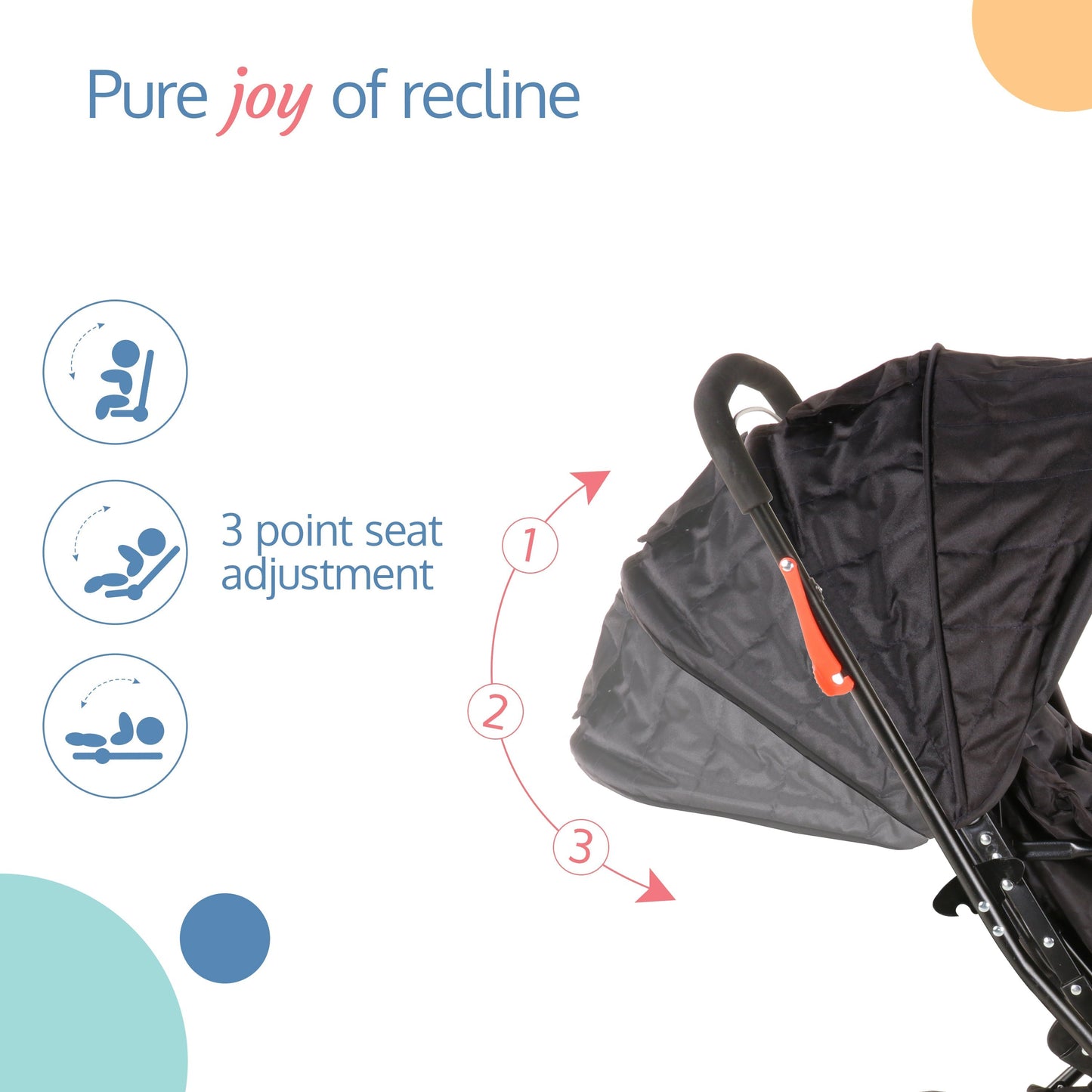 Starshine Baby Stroller/Pram for 0 to 3 Years, New Born/Toddler/Kid, Lightweight, Adjustable backrest, 360° Swivel Wheel, Large Storage Basket, Reversible Handlebar (Black)
