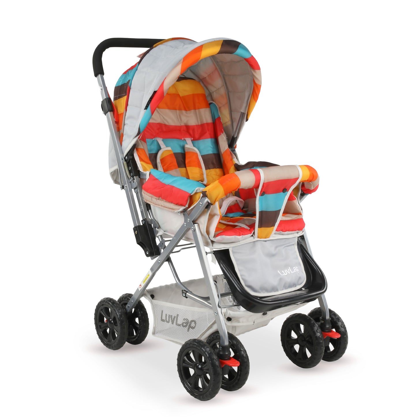 Sunshine Baby Stroller / Pram for 0 to 3 Years, New Born/Toddler/Kid,5 Point Safety Harness, Adjustable backrest, 360° Swivel Wheel,storage basket, Reversible Handlebar (Stripes,Multicolor)