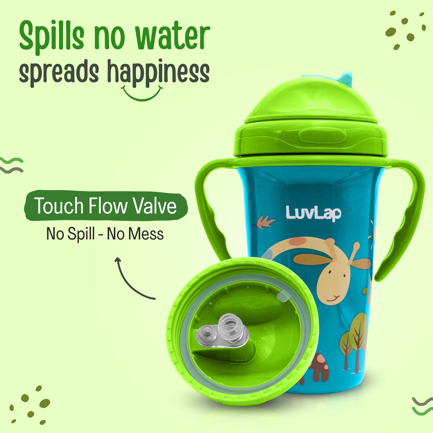 Tiny Giffy Straw Sipper, 300Ml, Green