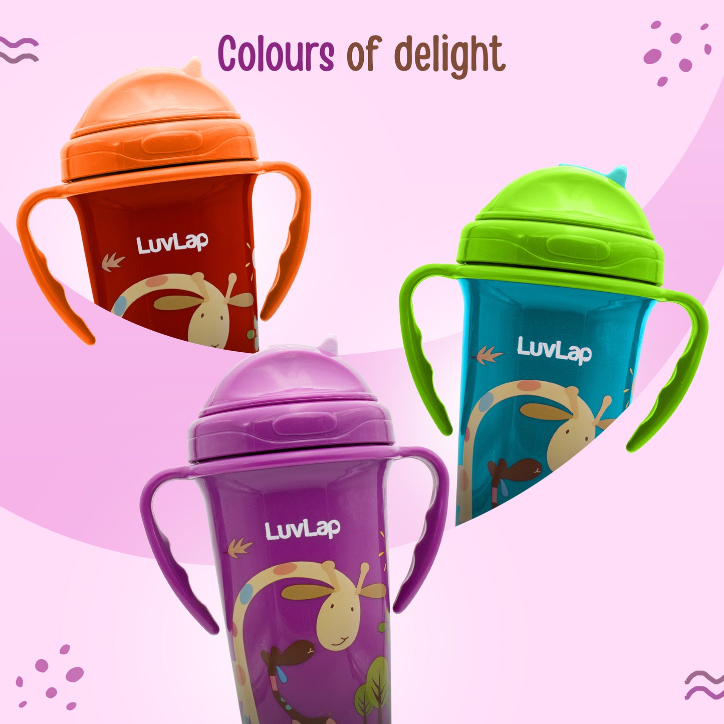 Tiny Giffy Straw Sipper, 300Ml, Purple