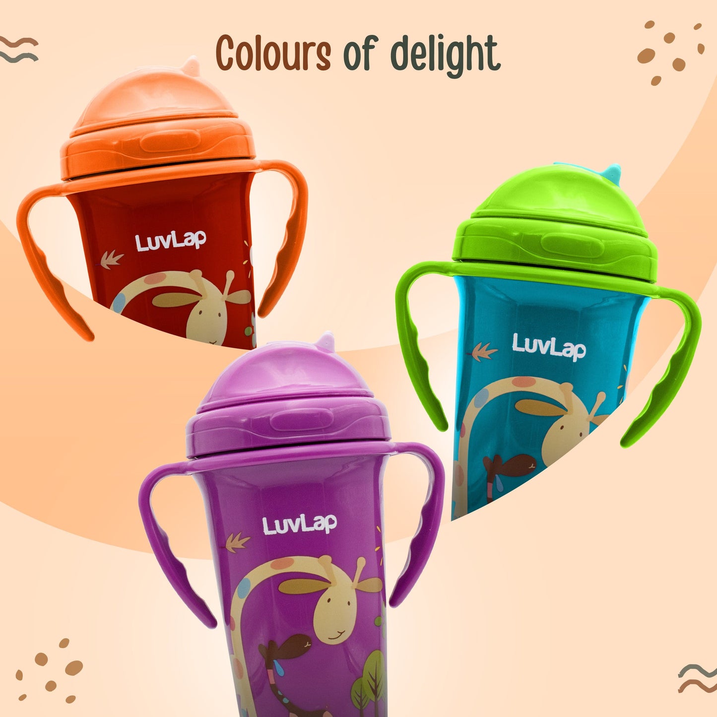 Tiny Giffy Straw Sipper, 300Ml, Orange