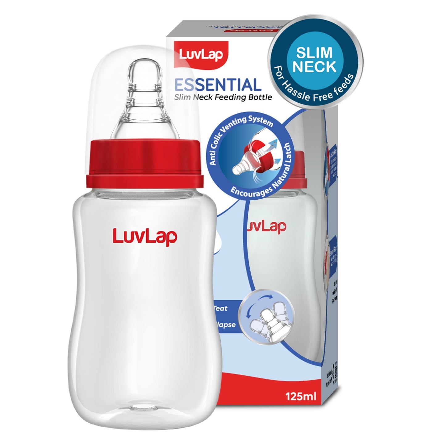 Essential Slim Neck Feeding Bottle, Plain 125Ml