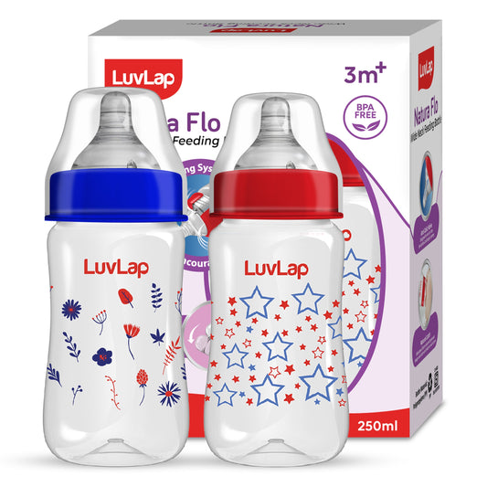 Anti-Colic Wide Neck Natura Flo Baby Feeding Bottle, 250ml (Pack of 2)