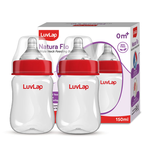 Anti-Colic Wide Neck Natura Flo Baby Feeding Bottle, 150ml (Pack of 2)