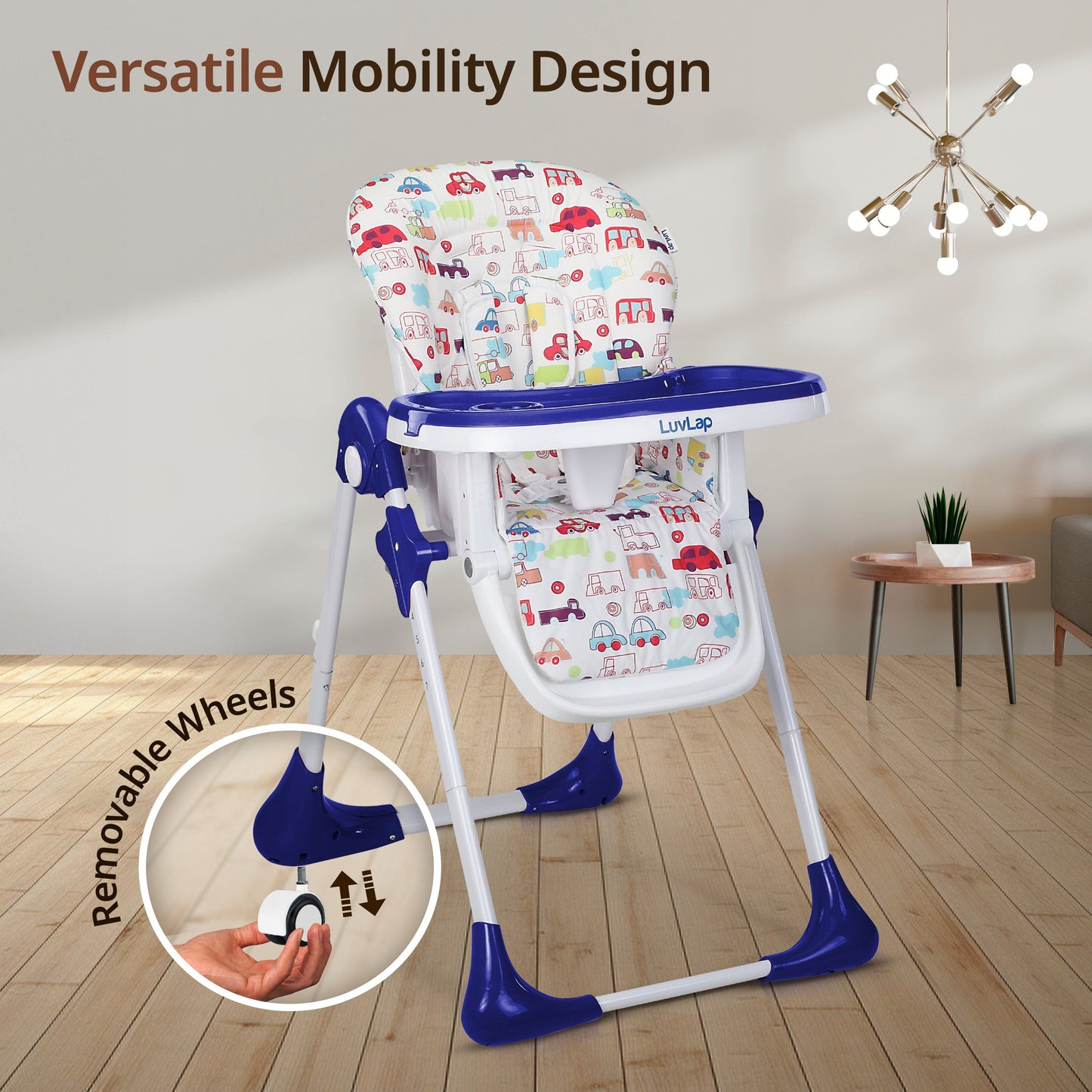 Royal High Chair for Baby, EN 71 Certified, 3 Position Recline, Baby Feeding Chair with 7 Level Height Adjustment, Adjustable Footrest, 6 Months+ (Blue)