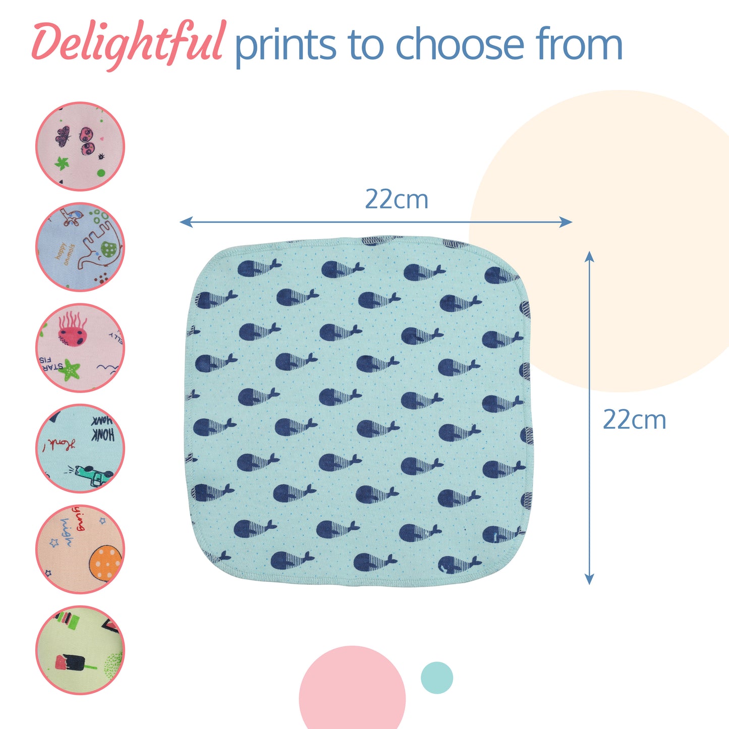 Premium Baby Washcloths, 7 Pcs, Giraffe Print