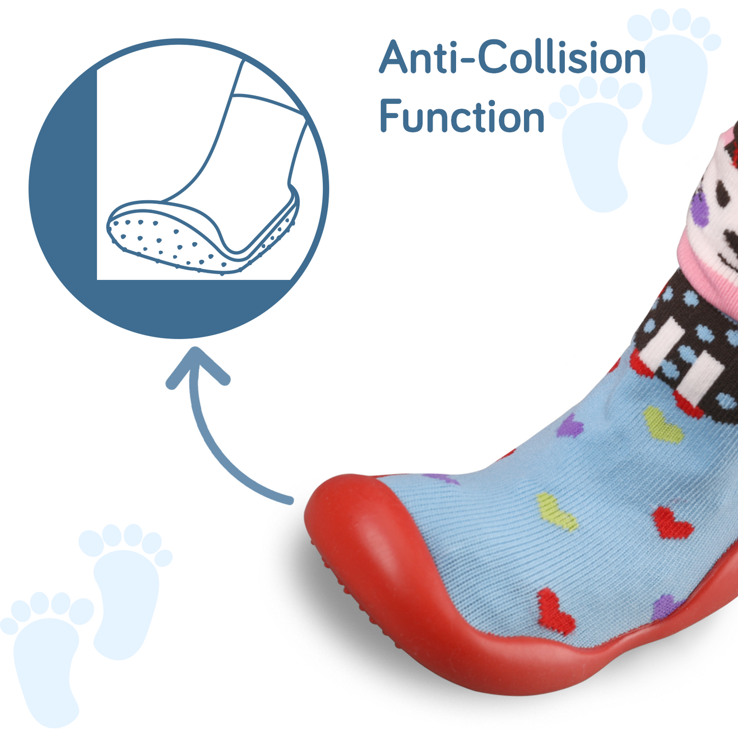 Baby Sock Shoes, Blue Kitten, Large