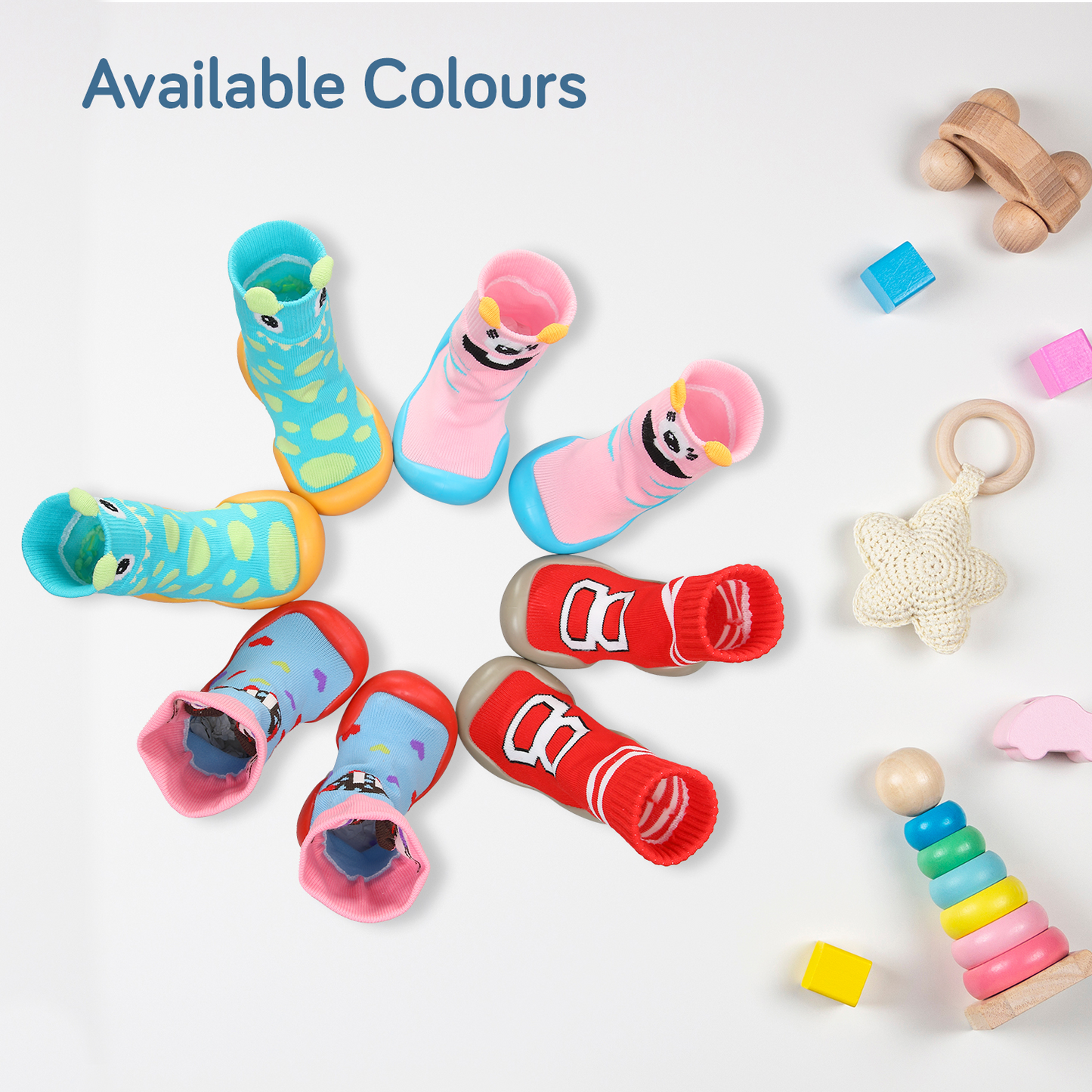 Baby Sock Shoes, Blue Kitten, Small