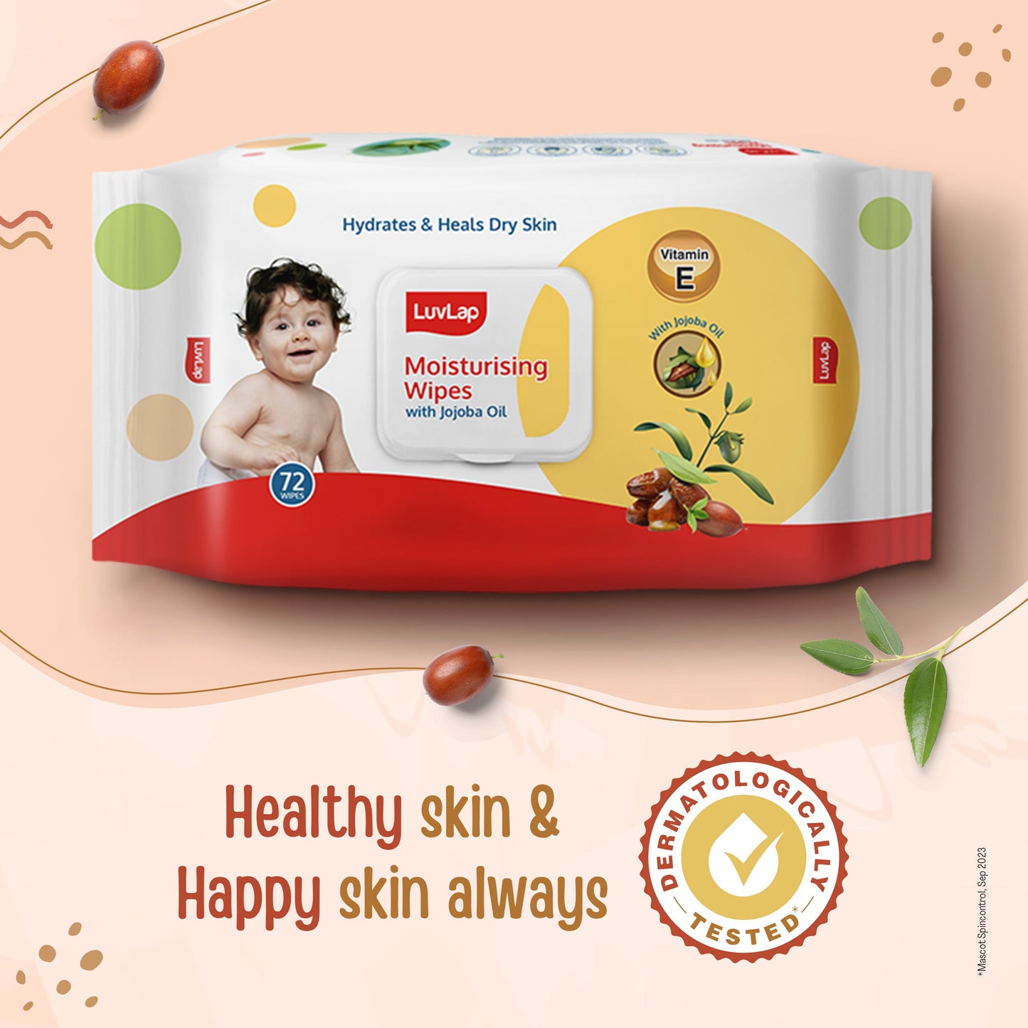 Paraben Free Moisturizing Baby Wipes with Jojoba Oil (72 Wipes/Pack, Pack of 3, Buy 2 Get 1 Free)