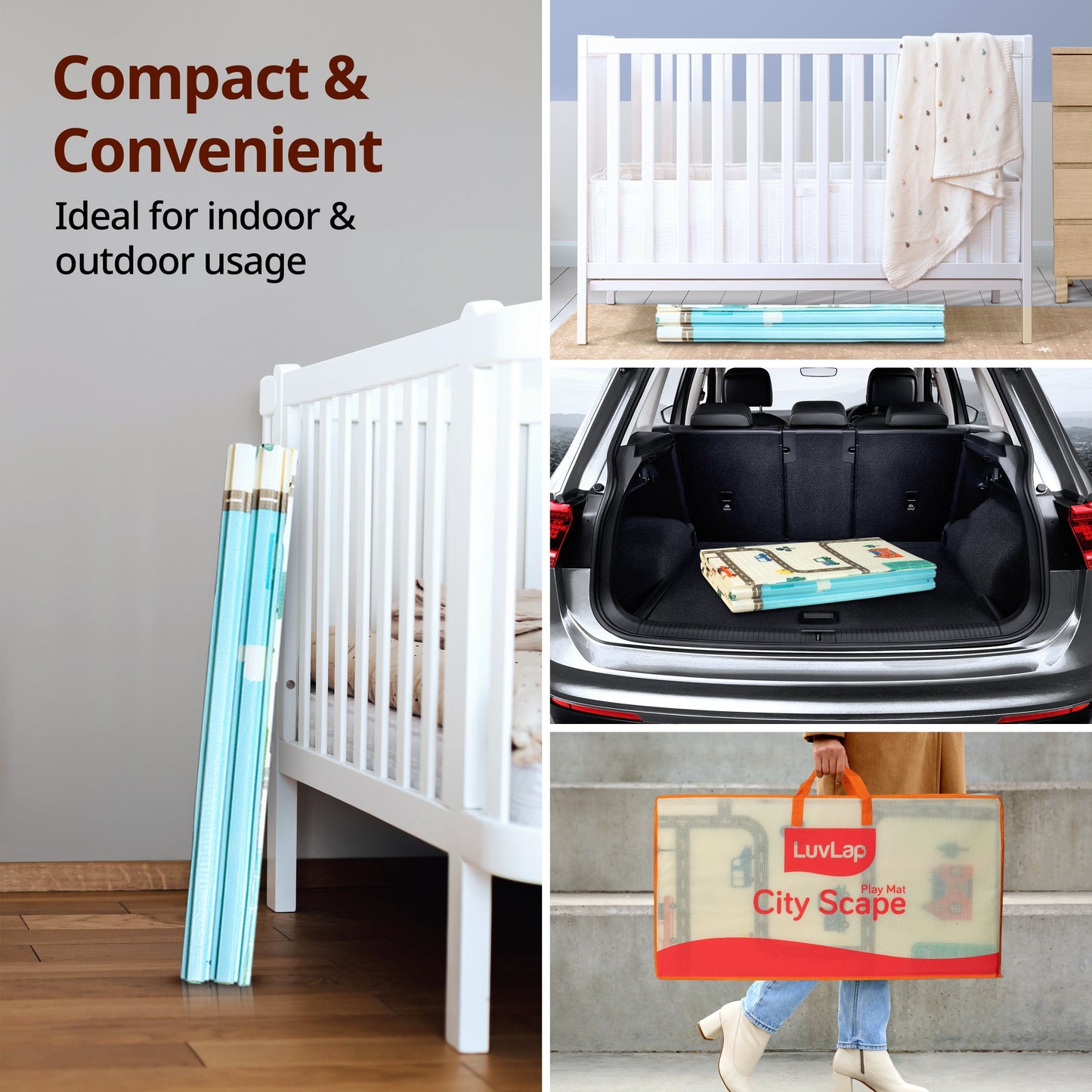 Cityscape Double Sided Water Proof Baby Floor Mat, Multicolor, Reversible Floor mats for Kids, Baby mats for Floor, Crawling Baby, Extra Large Size, 6'5" x 4'10" (195.5cmx147cm), 0.8cm Thick