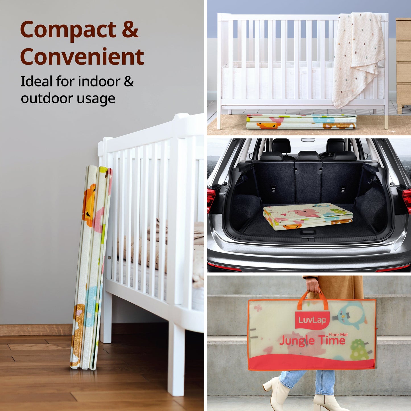 Jungle Time Double Sided Water Proof Baby Floor Mat, Multicolor, Reversible Floor mats for Kids, Baby mats for Floor, Crawling Baby, Extra Large Size, 6'5" x 4'10" (195.5cmx147cm), 0.8cm Thick