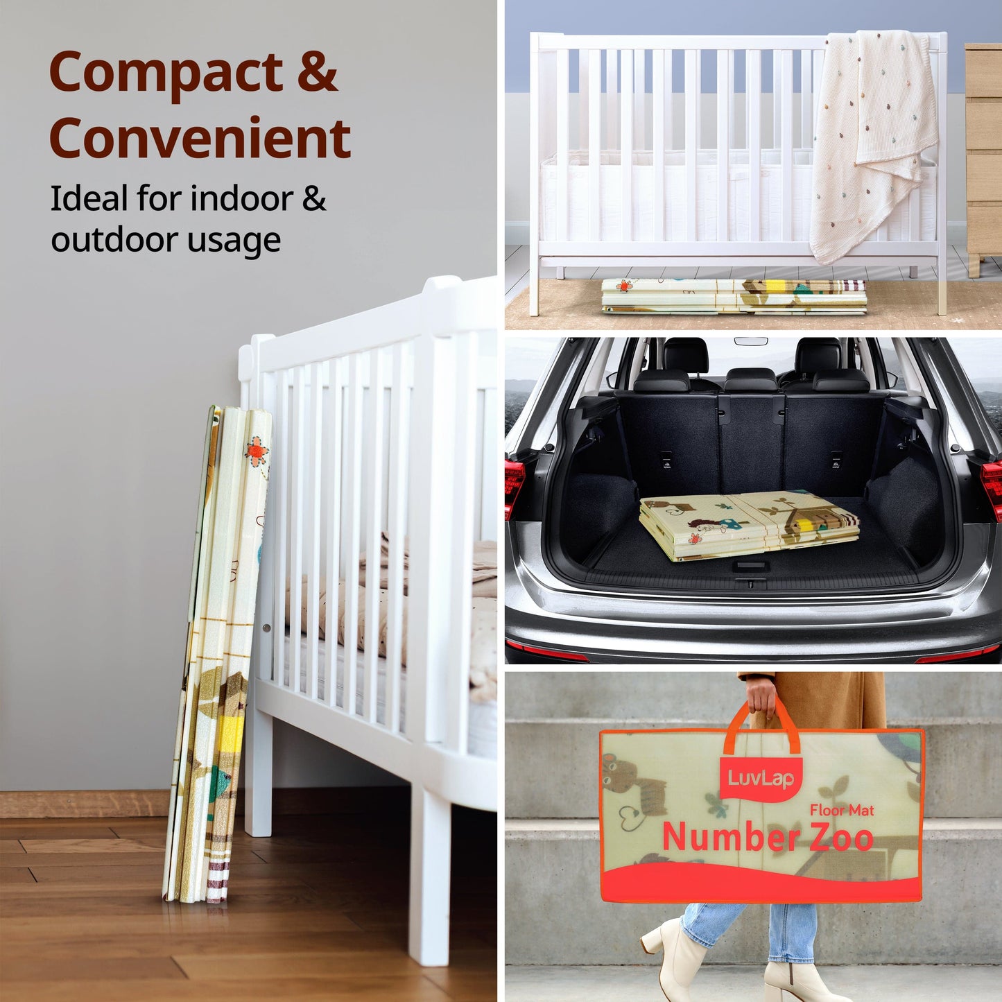 Number Zoo Double Sided Water Proof Baby Play Mat, Multicolor, Reversible Floor mats for Kids, Baby mats for Floor, Crawling Baby, Extra Large Size, 6'5" x 4'10" (195.5cmx147cm), 0.8cm Thick