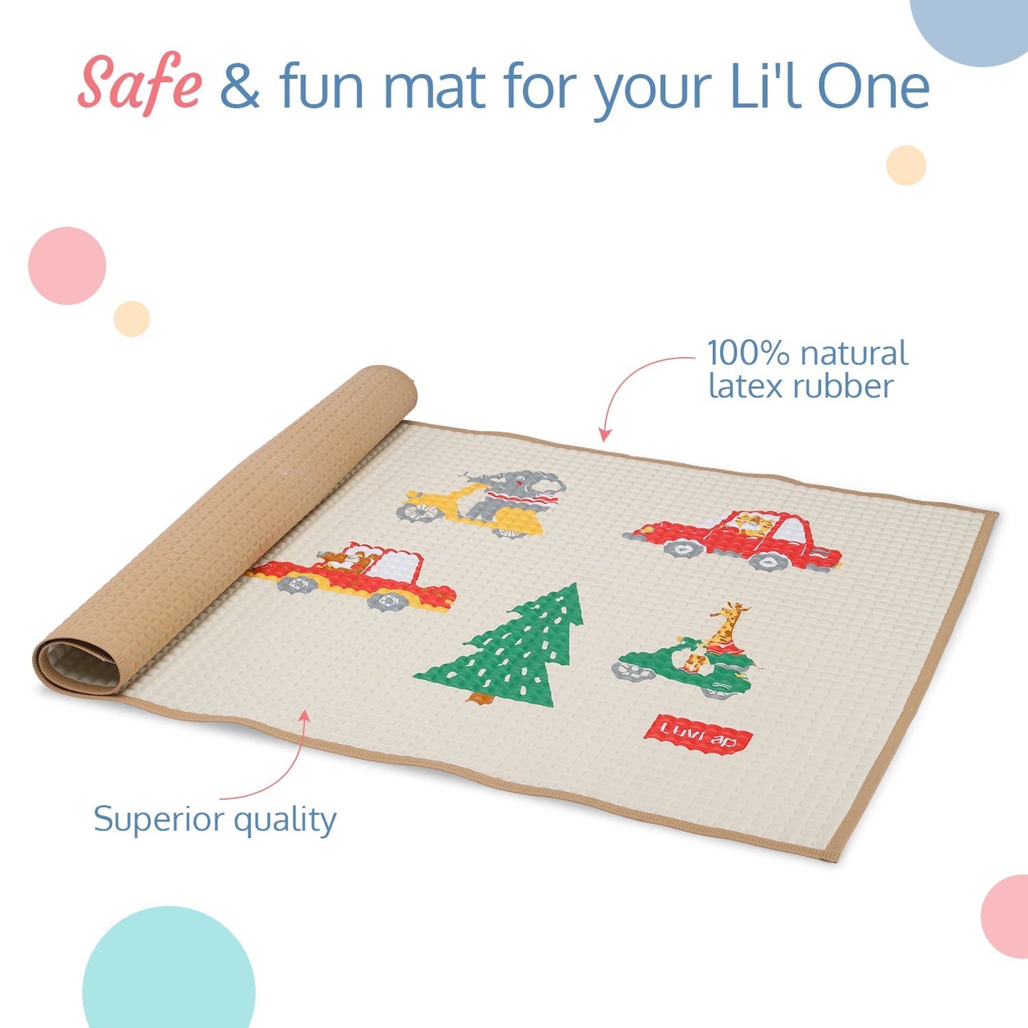 Air - Filled Waterproof Multi - Functional baby play mat for floor - Wheelie, Baby crawling mat, floor mat for kids, Bed protector, Foldable, Lightweight & Big size 90cmx60cm, Non Toxic, Non Slip