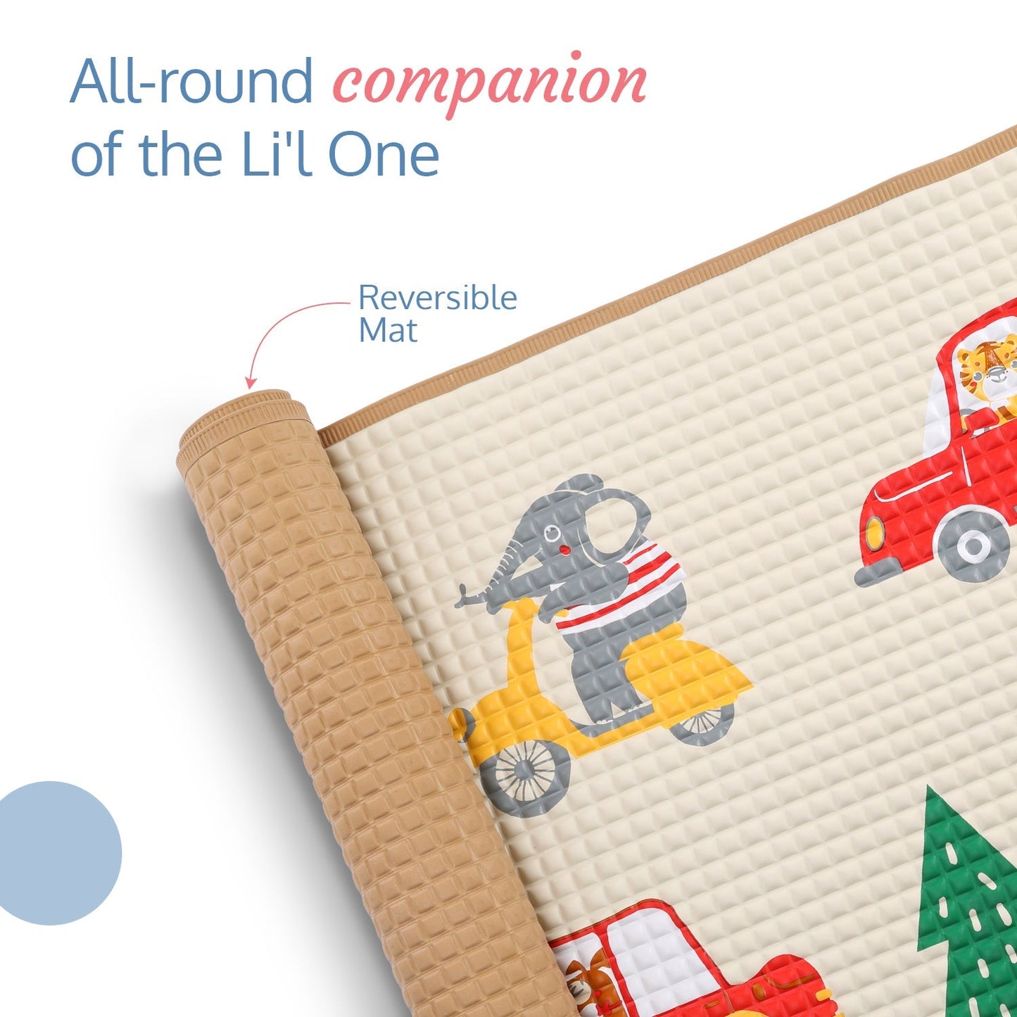 Air - Filled Waterproof Multi - Functional baby play mat for floor - Wheelie, Baby crawling mat, floor mat for kids, Bed protector, Foldable, Lightweight & Big size 90cmx60cm, Non Toxic, Non Slip