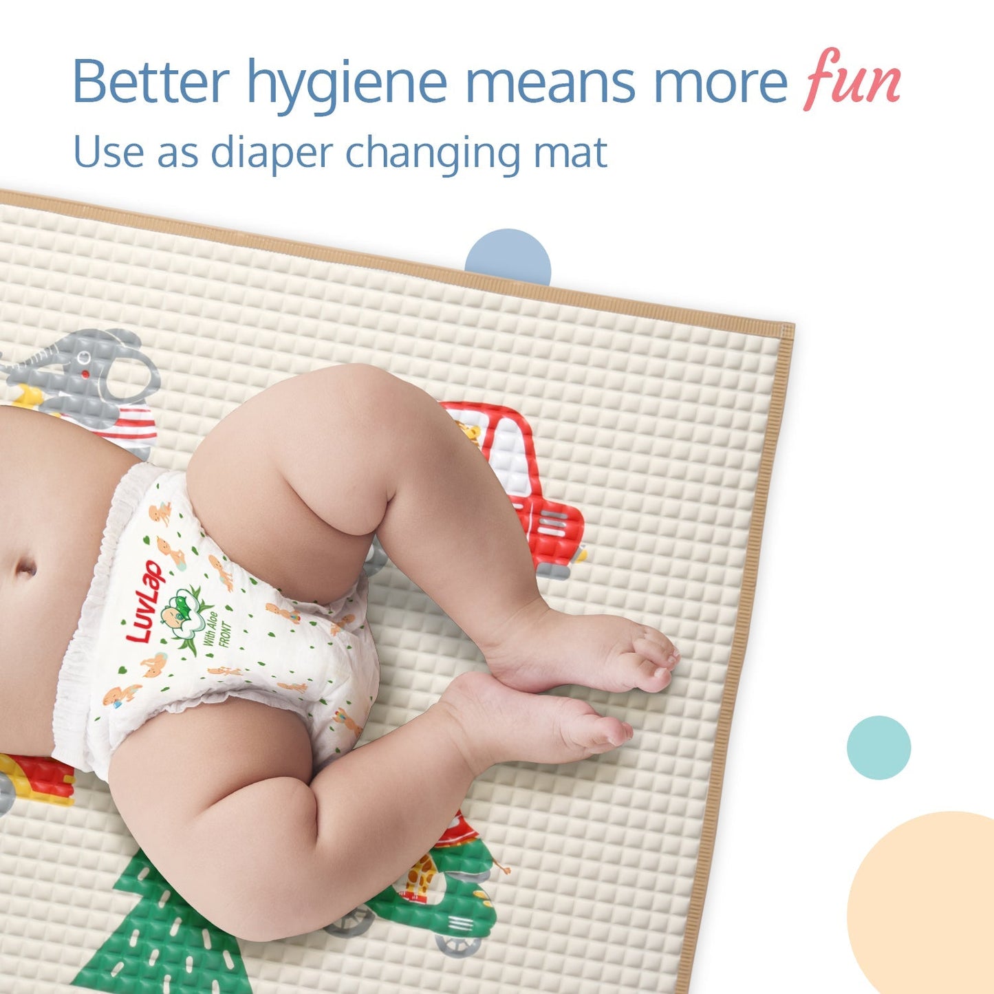 Air - Filled Waterproof Multi - Functional baby play mat for floor - Wheelie, Baby crawling mat, floor mat for kids, Bed protector, Foldable, Lightweight & Big size 90cmx60cm, Non Toxic, Non Slip