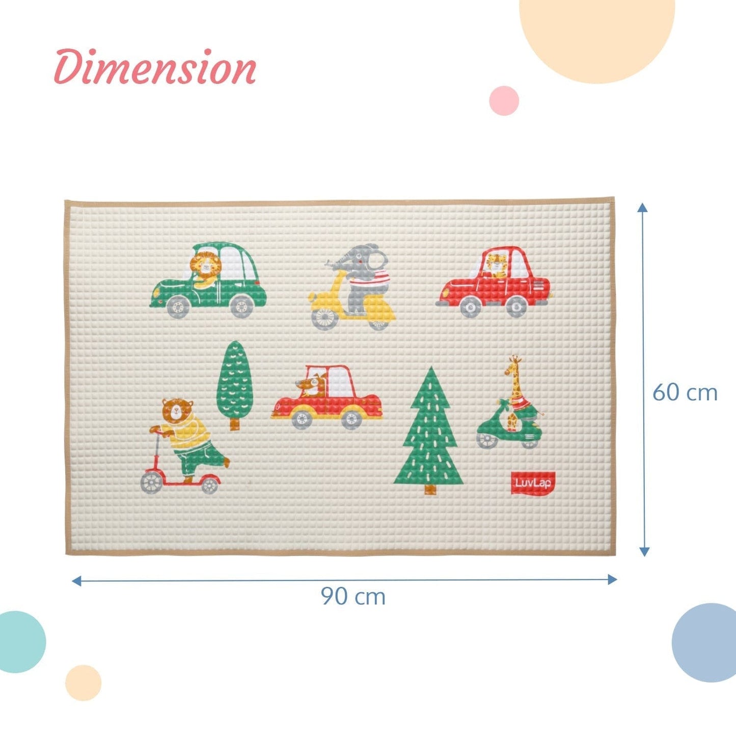 Air - Filled Waterproof Multi - Functional baby play mat for floor - Wheelie, Baby crawling mat, floor mat for kids, Bed protector, Foldable, Lightweight & Big size 90cmx60cm, Non Toxic, Non Slip