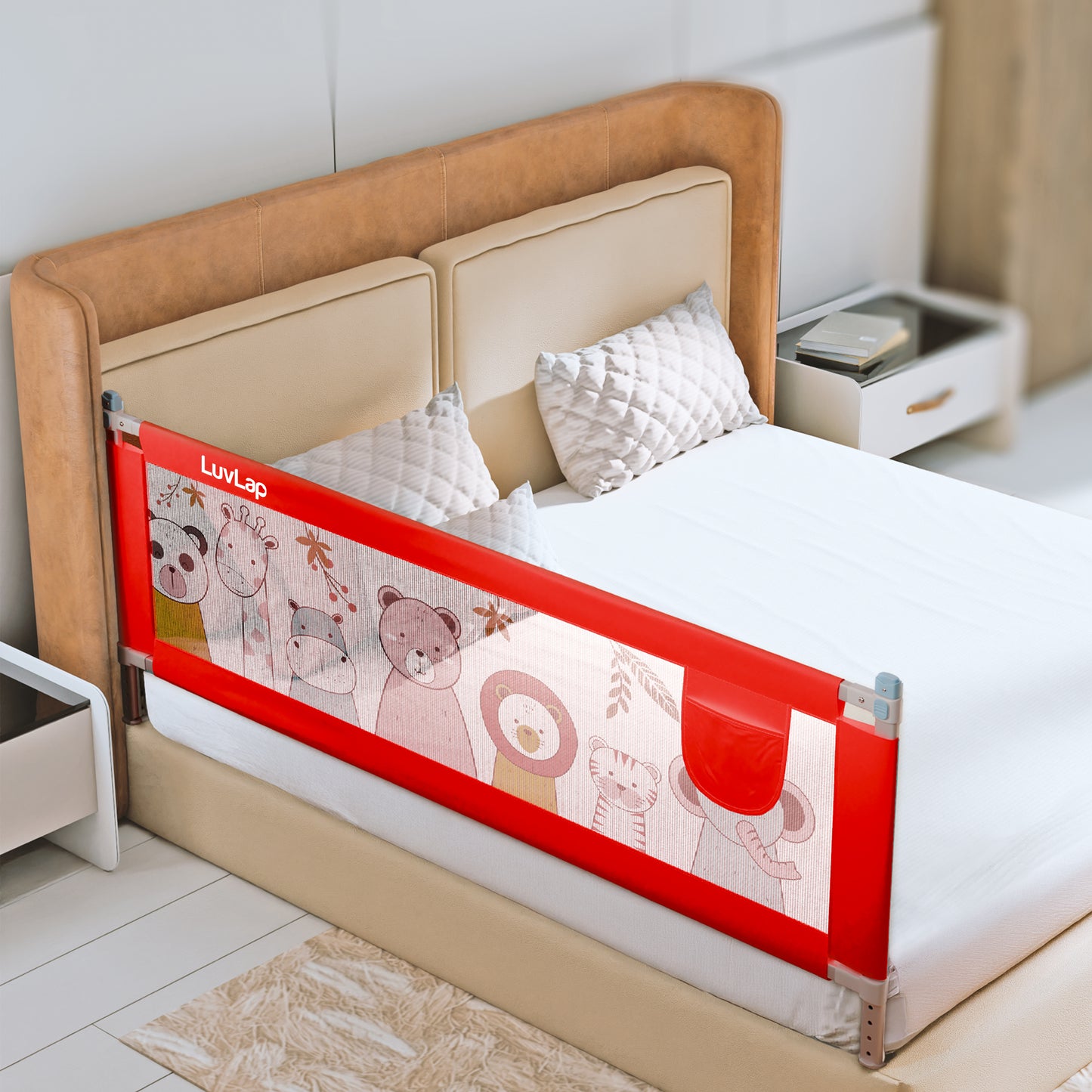 Comfy Baby Bed Rail Guard (6 ft x 2.3 ft), 180cmx72cm, Bed Rails for Baby & Toddler Safety, Portable, Adjustable Height, Single Side Bed Rail, Pack of 1, Printed Pink New