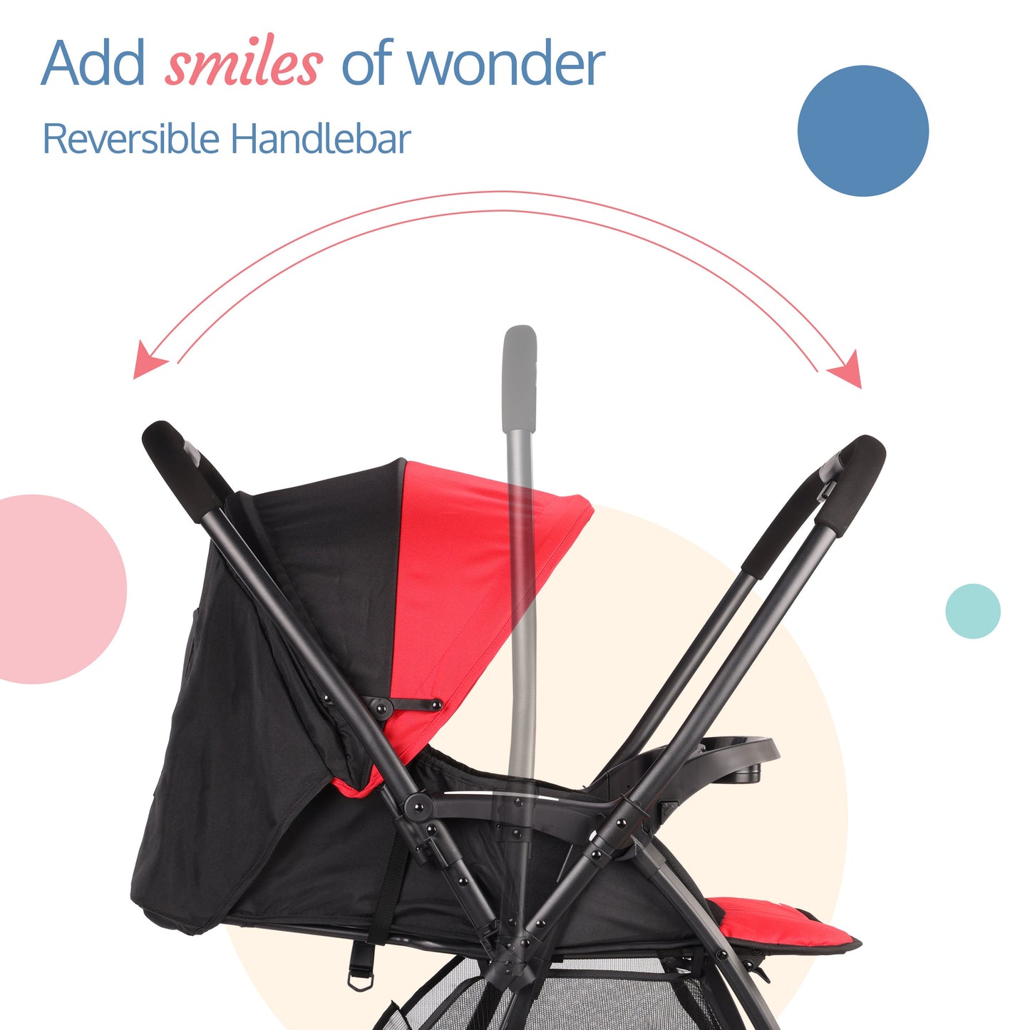 Golf Baby Stroller/Pram with 5 Point Safety Harness, 0-3 Years, Multi Level Recline & Adjustable footrest, Extendable Canopy, Red & Black