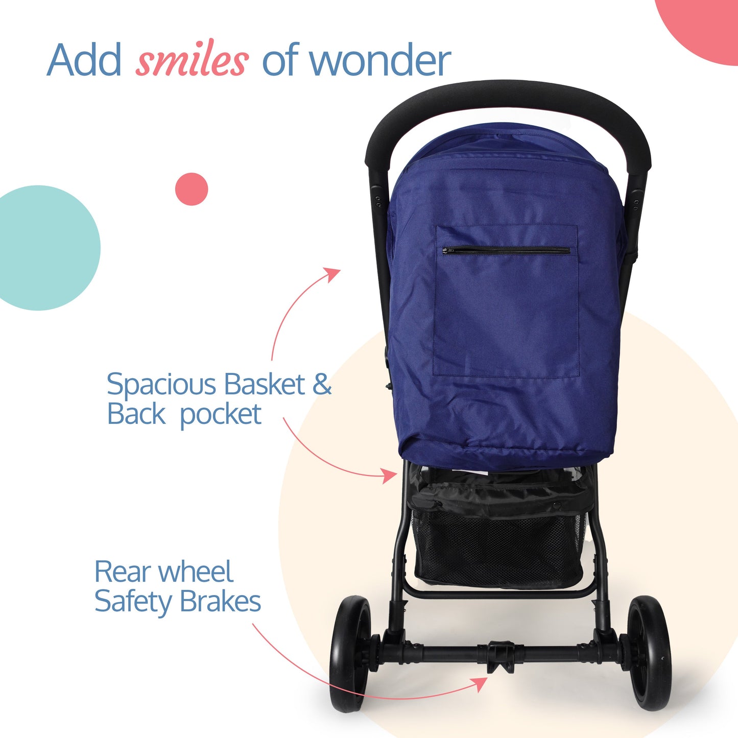 Primo Baby Stroller/Pram with 5 Point Safety Harness, EN1888-2 Certified, Looking Window, Multi Level Recline & Adjustable footrest, Extendable Canopy, Blue