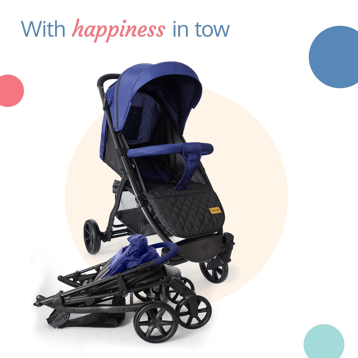 Primo Baby Stroller/Pram with 5 Point Safety Harness, EN1888-2 Certified, Looking Window, Multi Level Recline & Adjustable footrest, Extendable Canopy, Blue