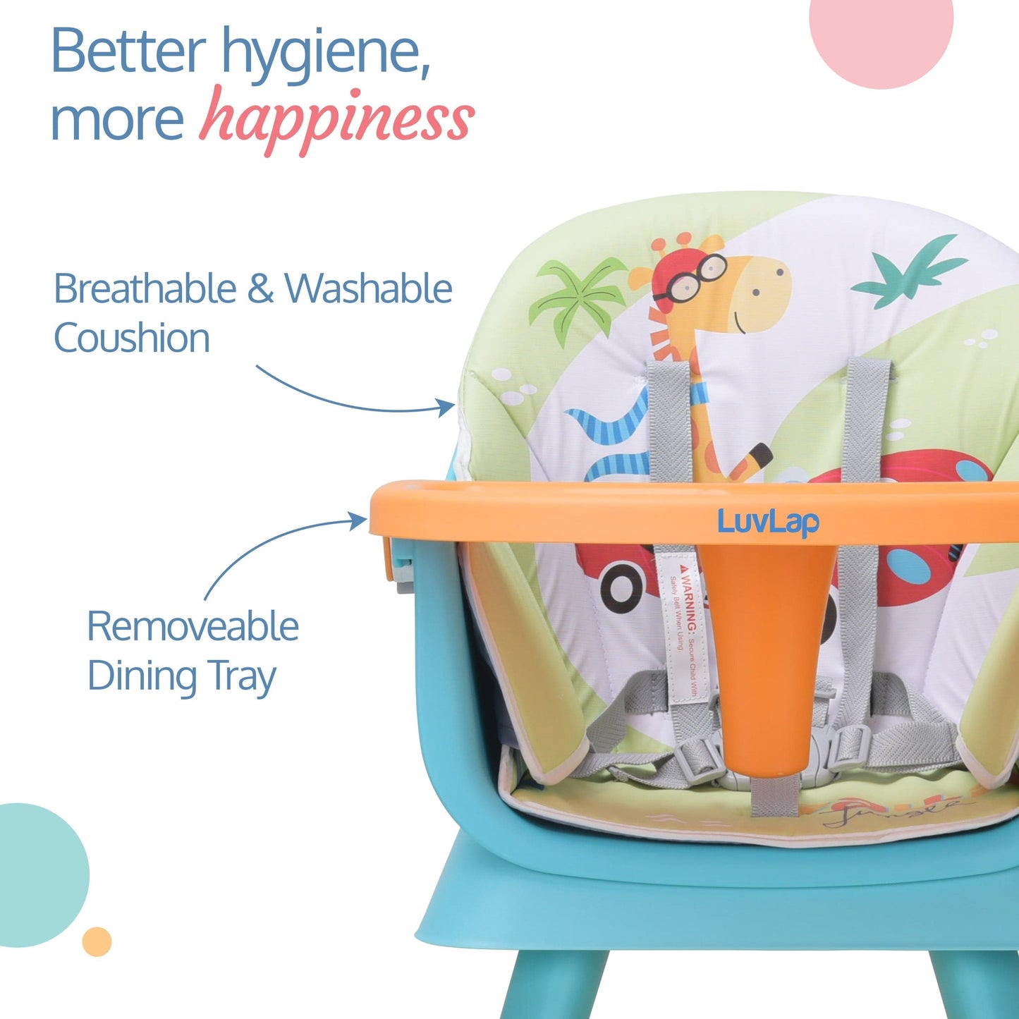 Multifunction 6 in 1 High Chair used as Baby High, Booster, Small Dining Chair, (Green & Blue)