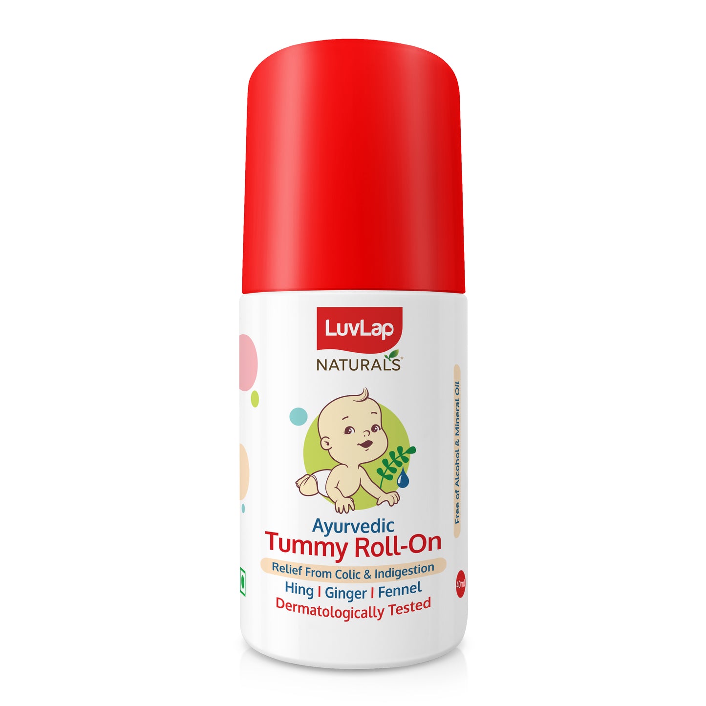 Naturals Baby Tummy Roll On Oil for Colic & Gas Relief, Relieves Constipation & Indigestion with Hing, Ginger & Fennel (Saunf), Alcohol free, Dermatologically tested Ayurvedic medicine, 40ml
