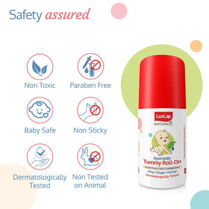 Naturals Baby Tummy Roll On Oil for Colic & Gas Relief, Relieves Constipation & Indigestion with Hing, Ginger & Fennel (Saunf), Alcohol free, Dermatologically tested Ayurvedic medicine, 40ml