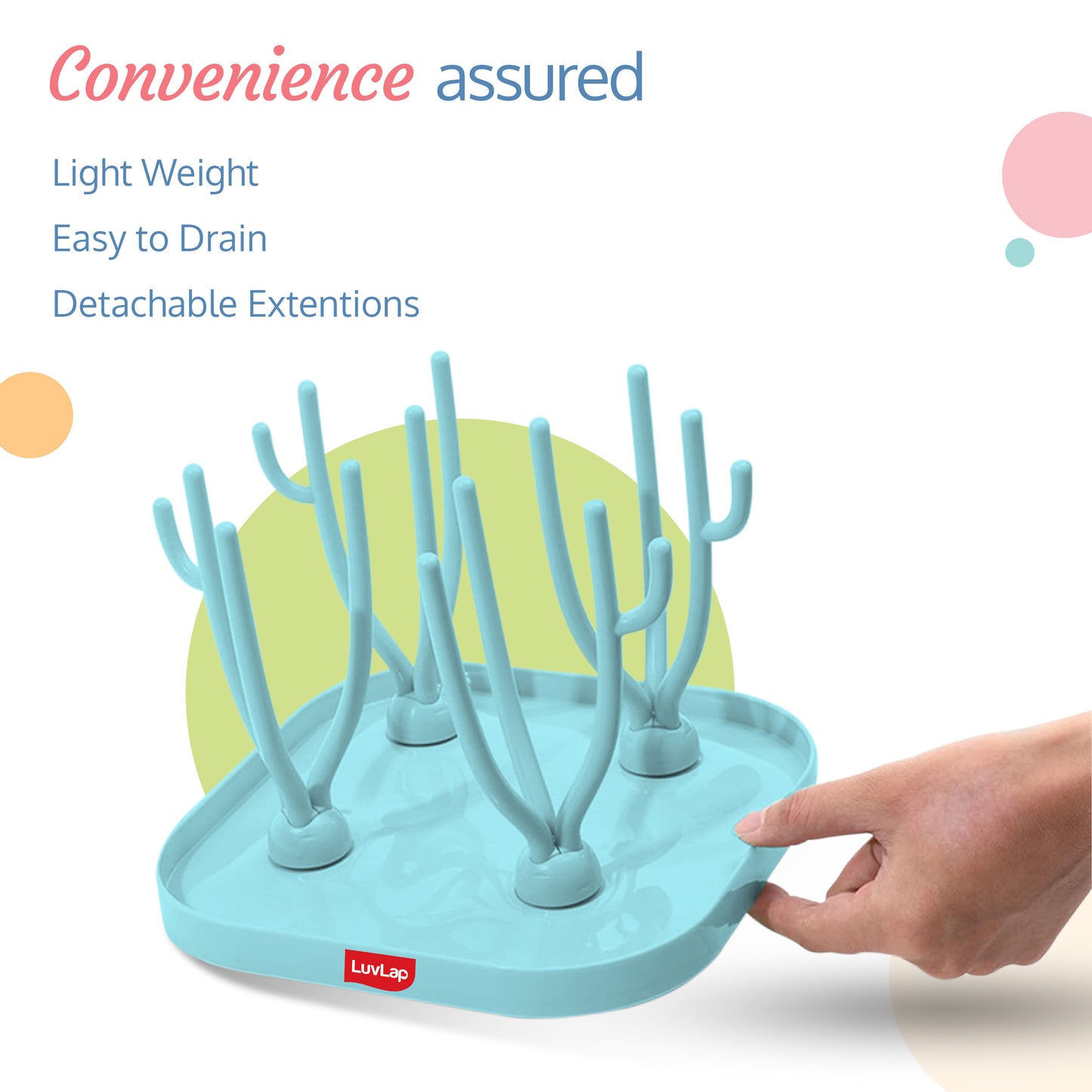 Baby Bottle Drying Rack with Branch Shaped Dryer - Complete Solution for Pacifier, Brush, and Accessories: Easy Sterilization, Cleaning, Storage & Travel (Light Blue)