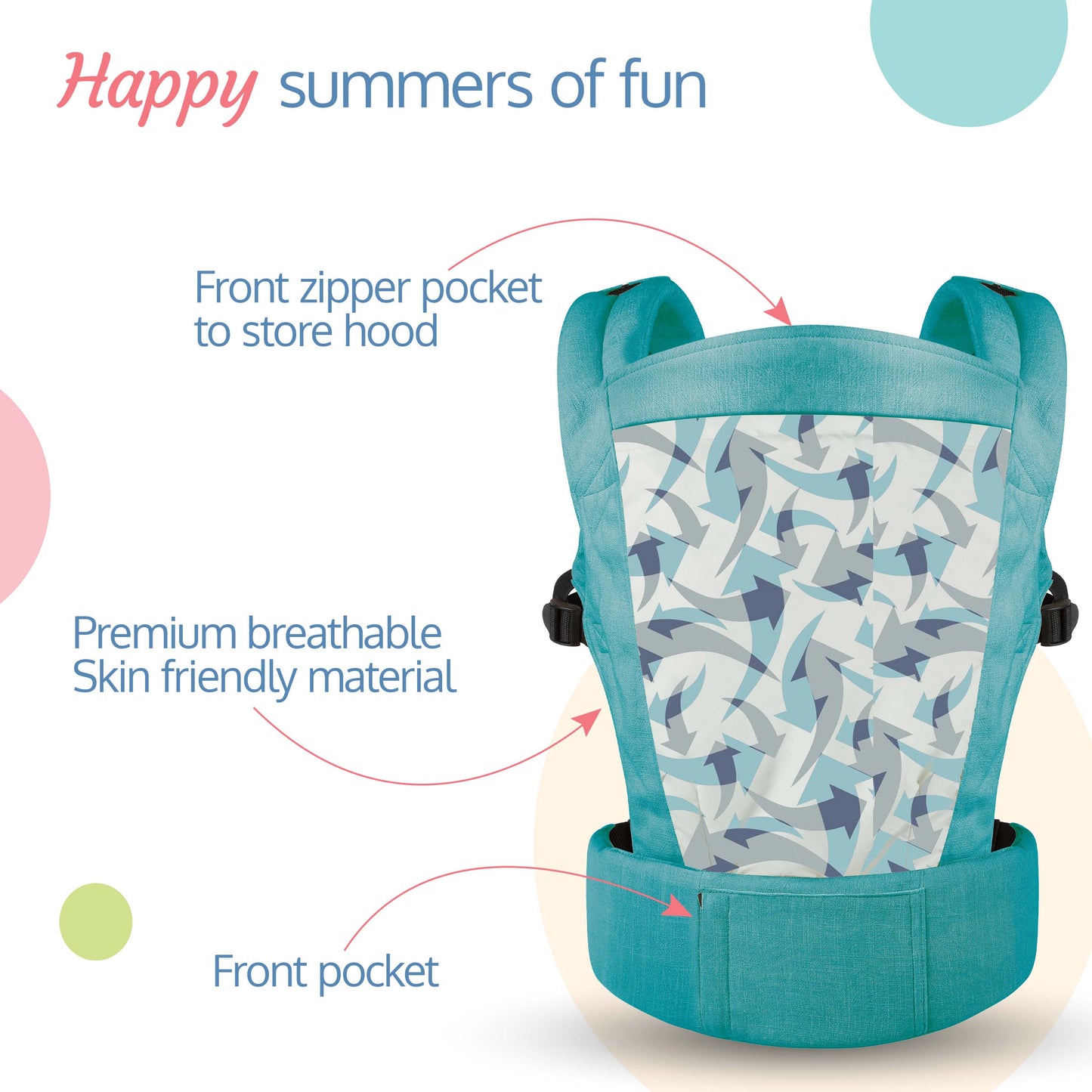 Adore Baby Carrier with 2 Carry Positions, Carrier for 4 to 24 Months Baby, Breathable Skin Friendly Premium Fabric, Adjustable Newborn to Toddler Carrier, Max Weight Upto 18 Kgs (Light Blue)