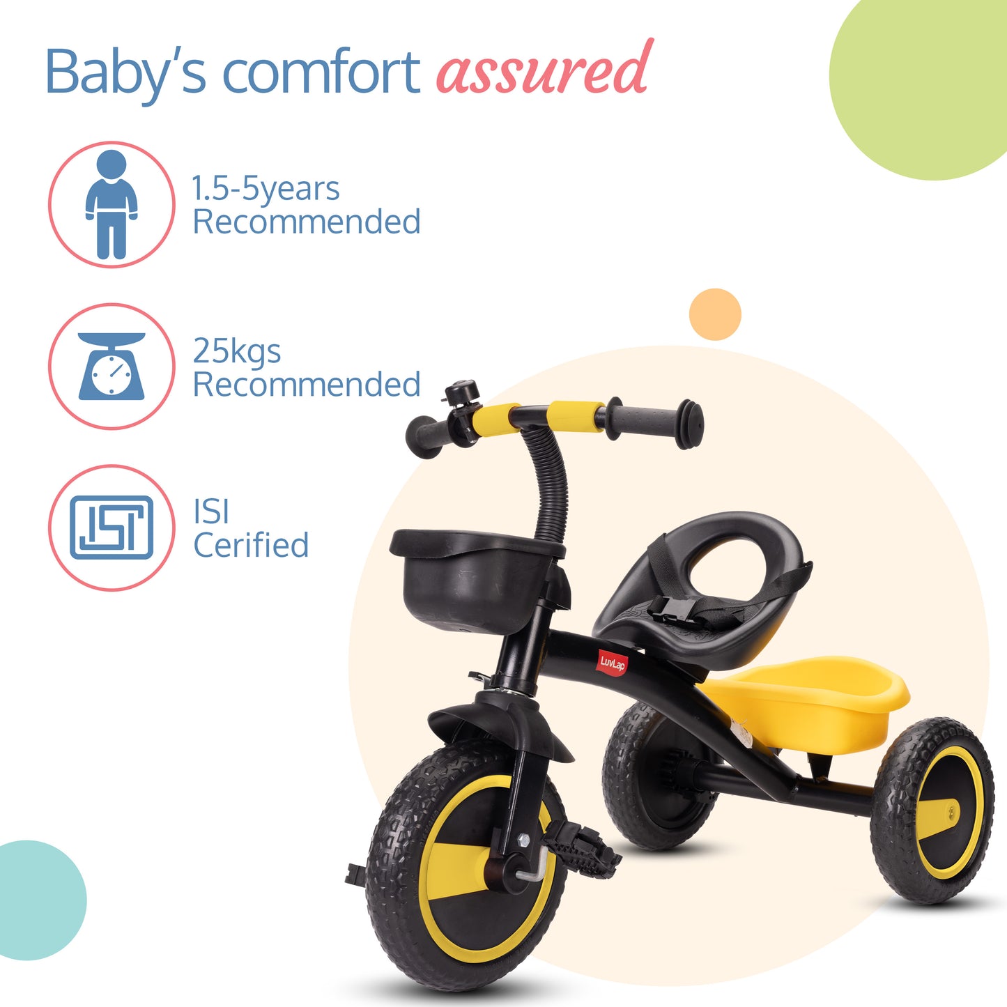 Joy Baby Cycle/Tricycle for Kids - Yellow
