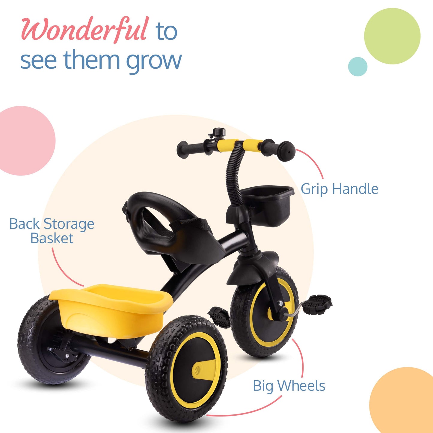 Joy Baby Cycle/Tricycle for Kids - Yellow