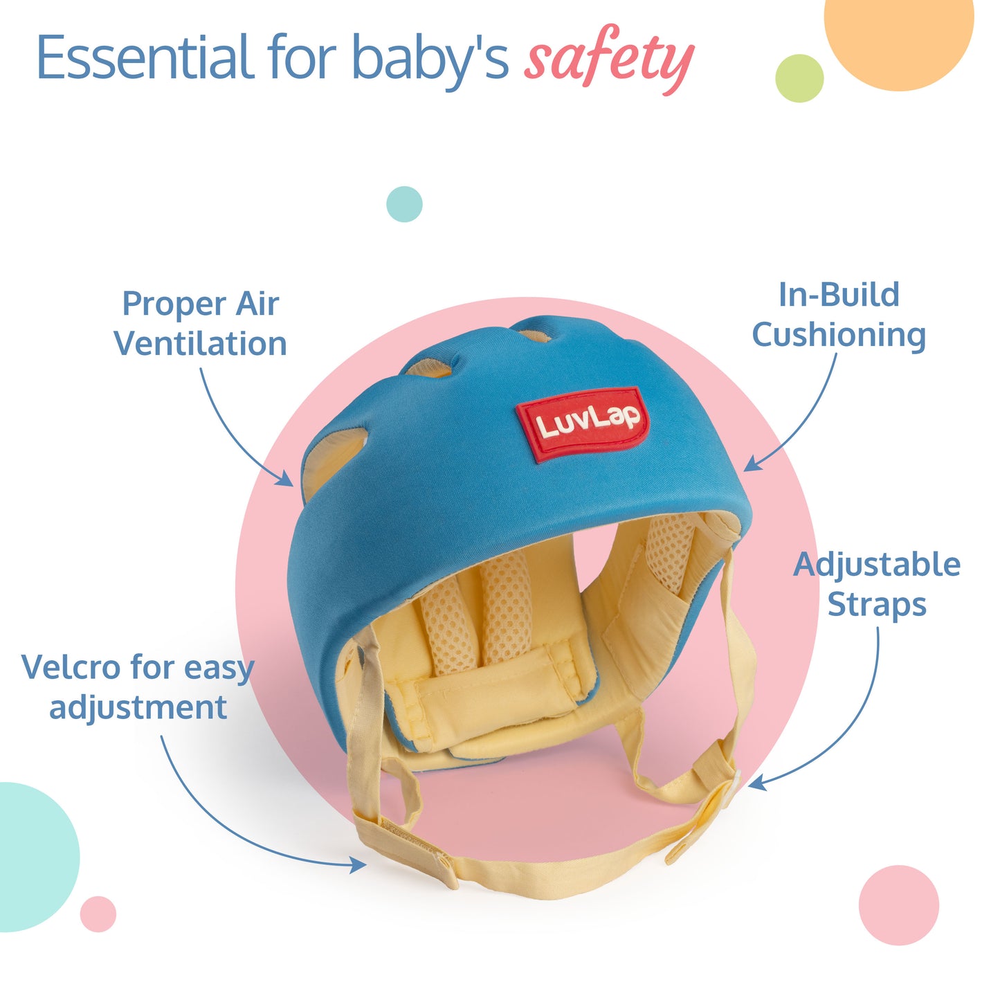 LuvLap Baby Safety Helmet - Essential Safety Gear for 6+ Months to 3 Years | Toddler Head Protector - Sky Blue