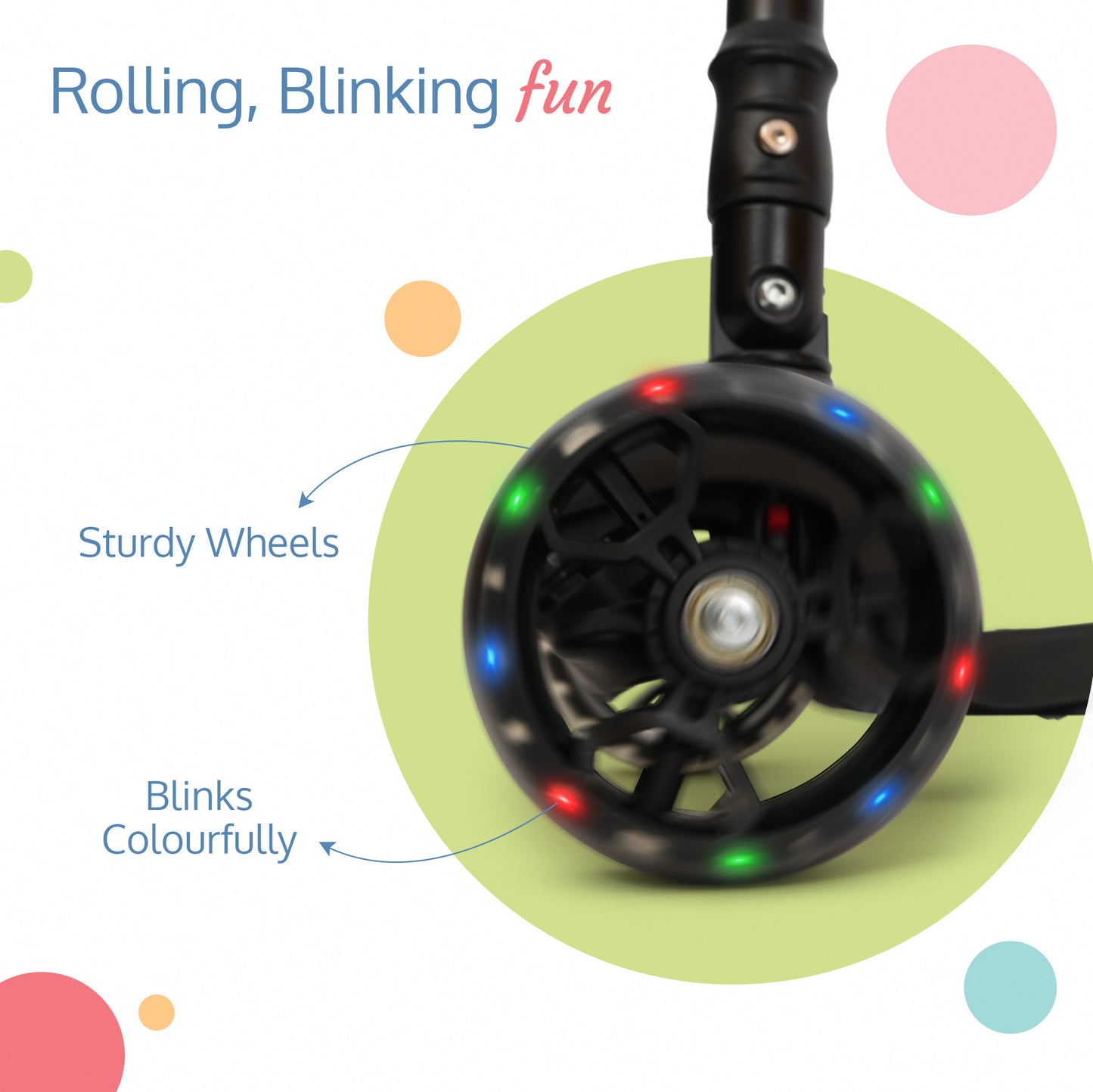 Joy Scooter for Kids- Toddler 3-Wheel Kick Scooter with LED Lights | Stable First Ride for 3-10 Year | Adjustable Height & Easy-Grip Handlebars | Fun Outdoor Gear for Kids, Black