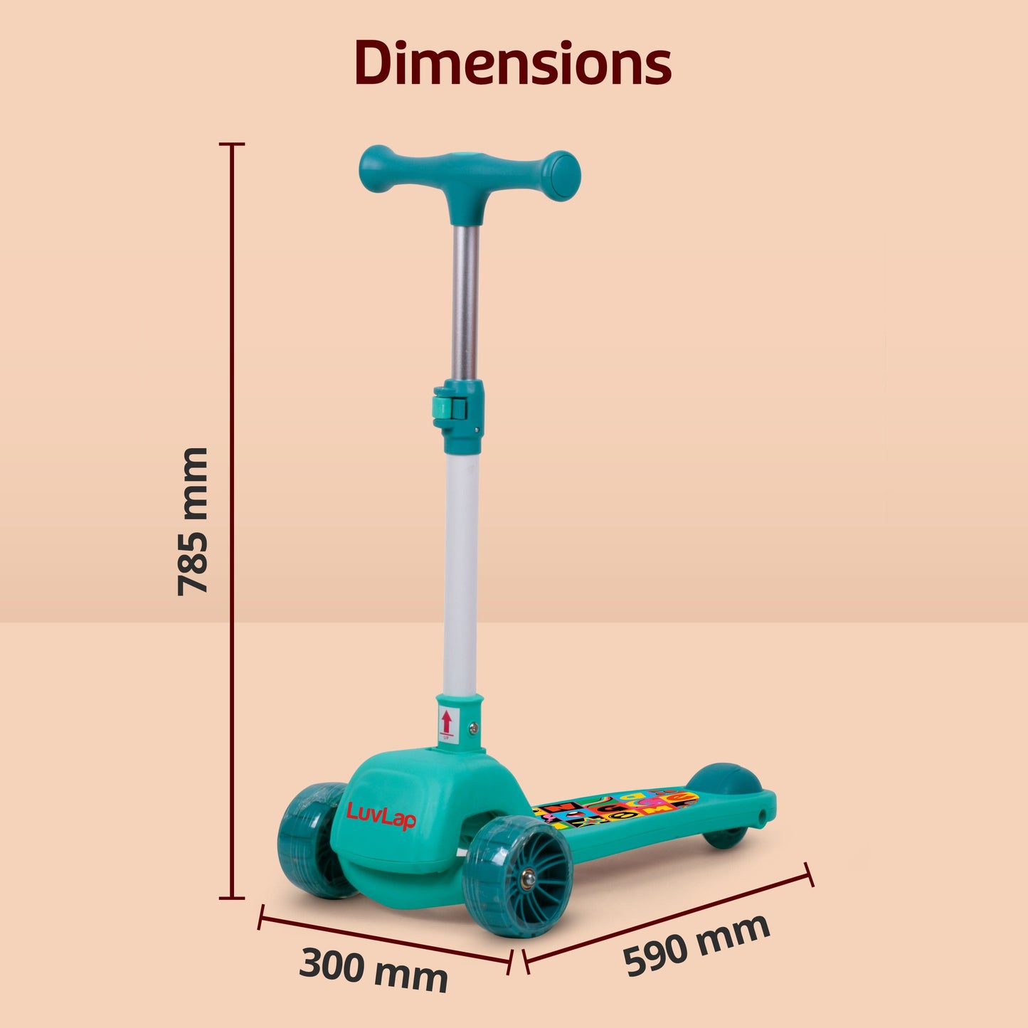 Elegant Scooter for Kids - Toddler 3-Wheel Kick Scooter with LED Lights | Stable Wide Deck for 3-10 Year, Blue & Red