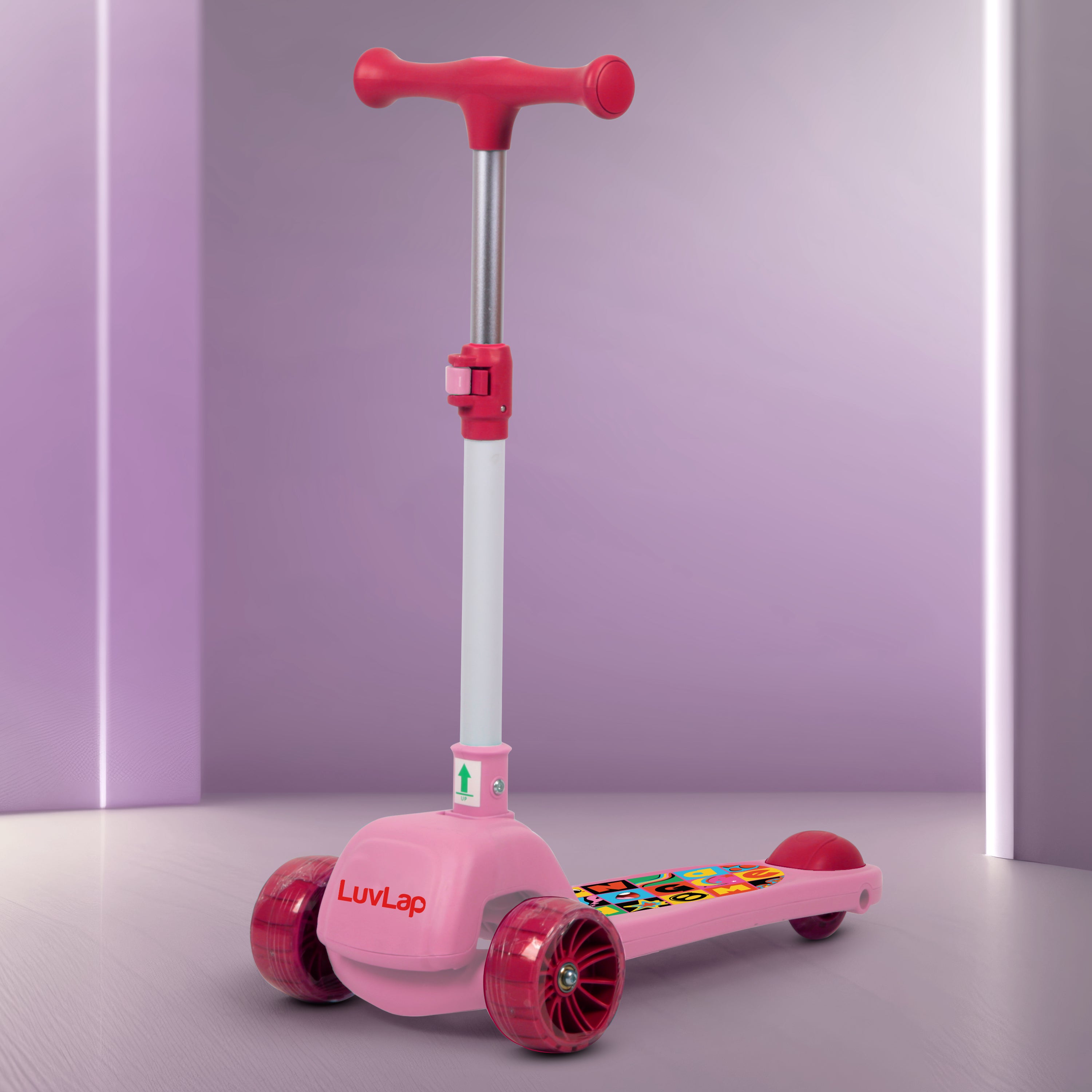 Elegant Scooter for Kids- Toddler 3-Wheel Kick Scooter with LED Lights | Stable Wide Deck for 3-10Year | Adjustable Height & Easy-Grip Handlebars | Fun Outdoor gear for Kids, Pink