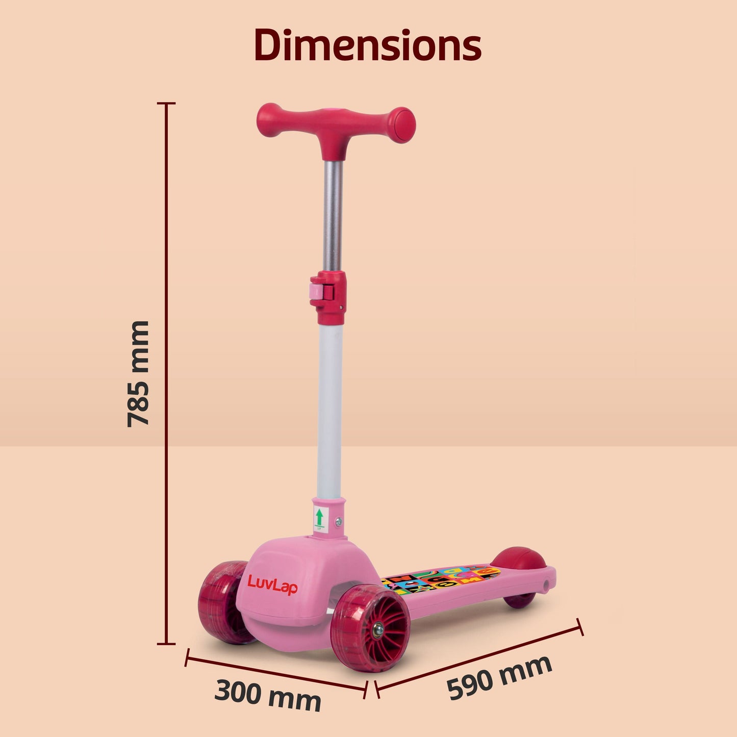Elegant Scooter for Kids- Toddler 3-Wheel Kick Scooter with LED Lights | Stable Wide Deck for 3-10Year | Adjustable Height & Easy-Grip Handlebars | Fun Outdoor gear for Kids, Pink