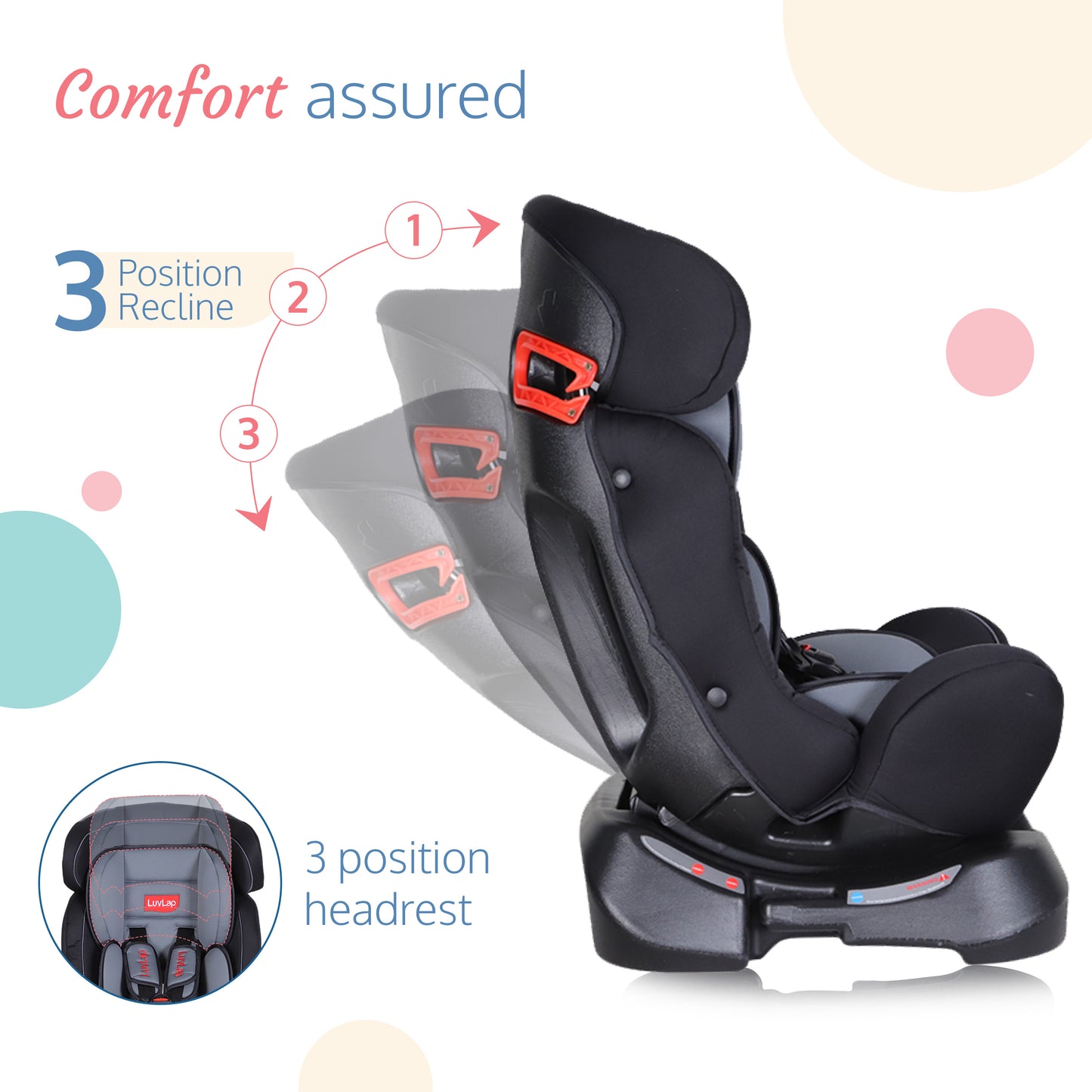 Galaxy Convertible Car Seat for Baby & Kids from 0 Months to 7 Years (Light Grey)