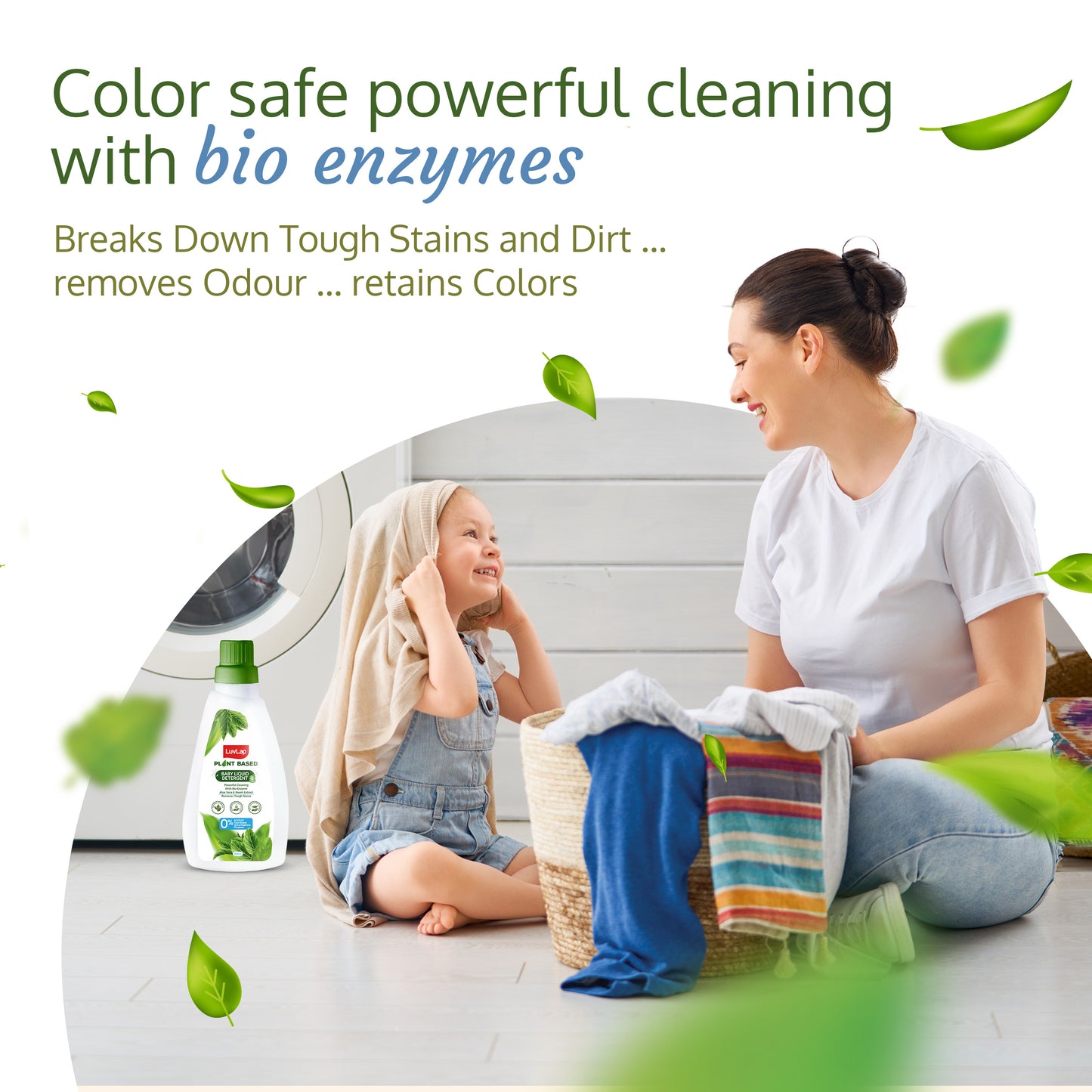 Plant Based Baby Laundry Detergent, 500ml, With Bio-Enzymes, Aloe Vera & Neem, Dermatologically Tested, Free From SLS/SLES, Phosphate & Bleach