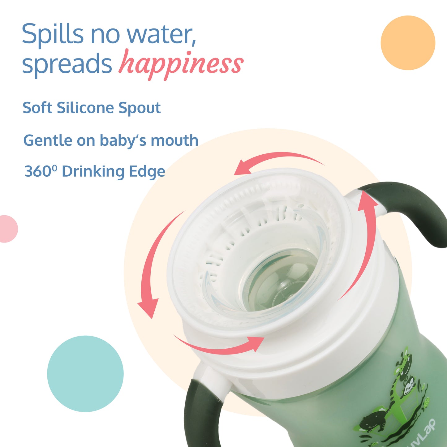 360° Soft Spout Baby Trainer Sipper - 240ml - Green