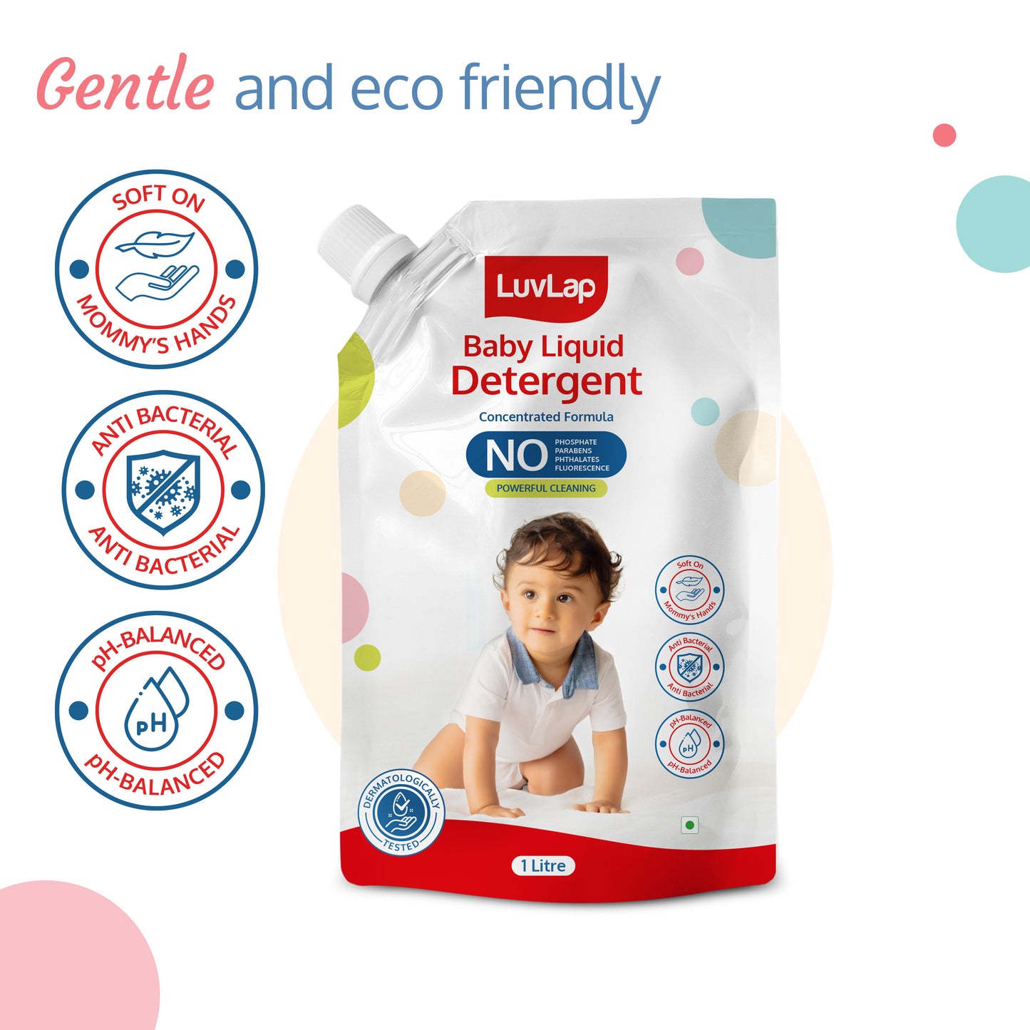 Baby Laundry Detergent Refill pack- 1000ml, pH Balanced Dermatologically tested formula, No harsh chemicals, Safe for mommy's hands & baby's skin, Anti Bacterial, Enriched in Aloe Vera