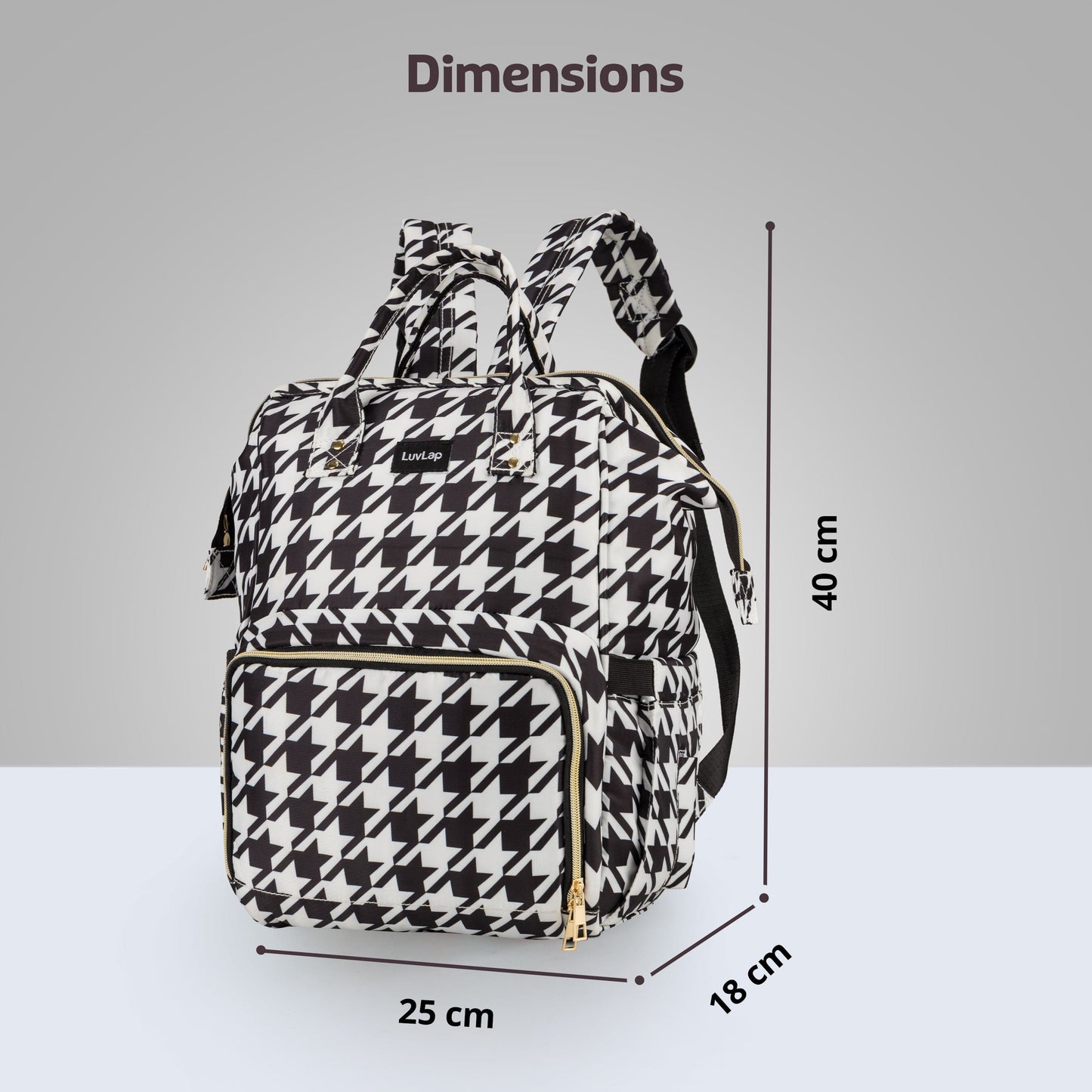 Multifunctional Waterproof Diaper Bag - Black and White
