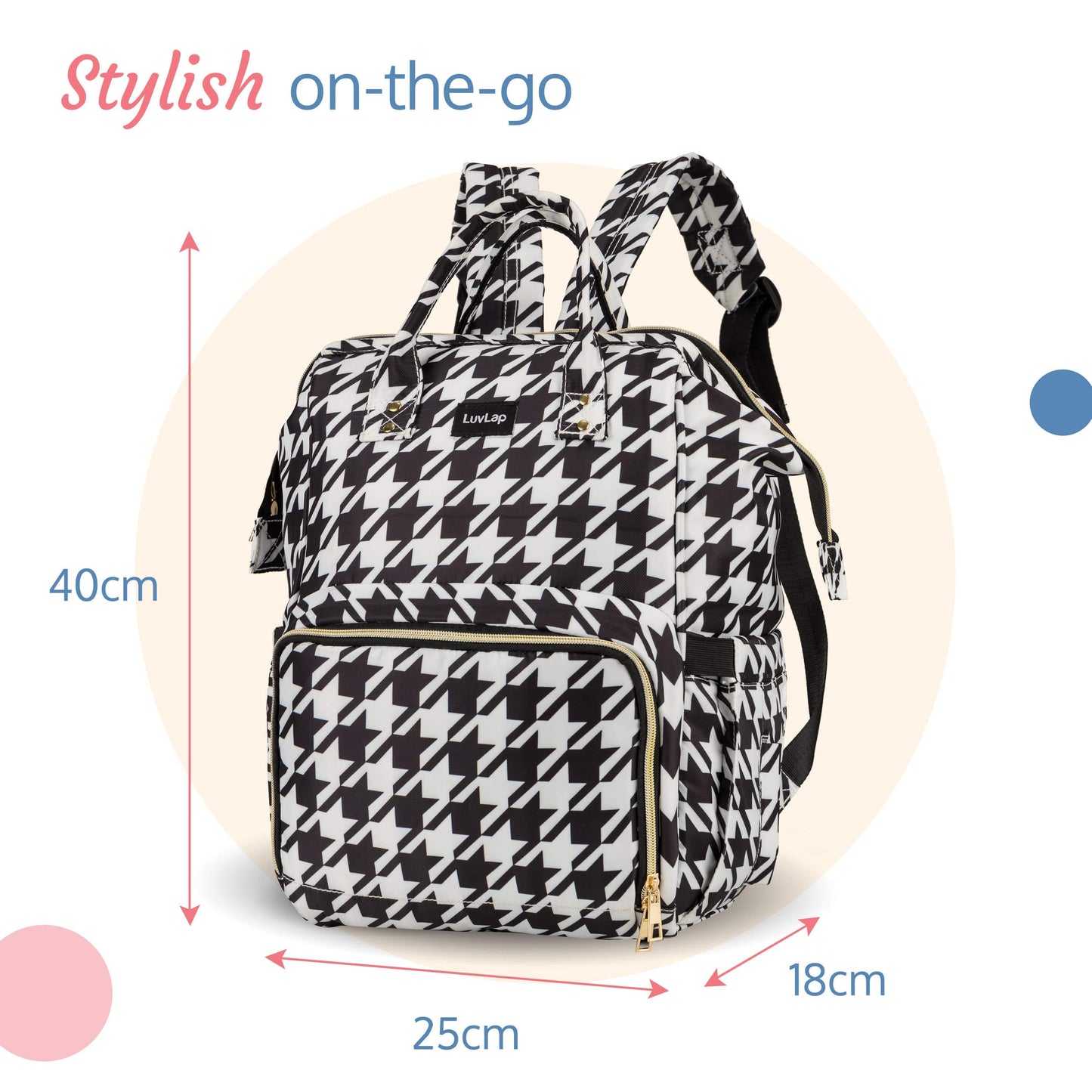 Multifunctional Waterproof Diaper Bag - Black and White