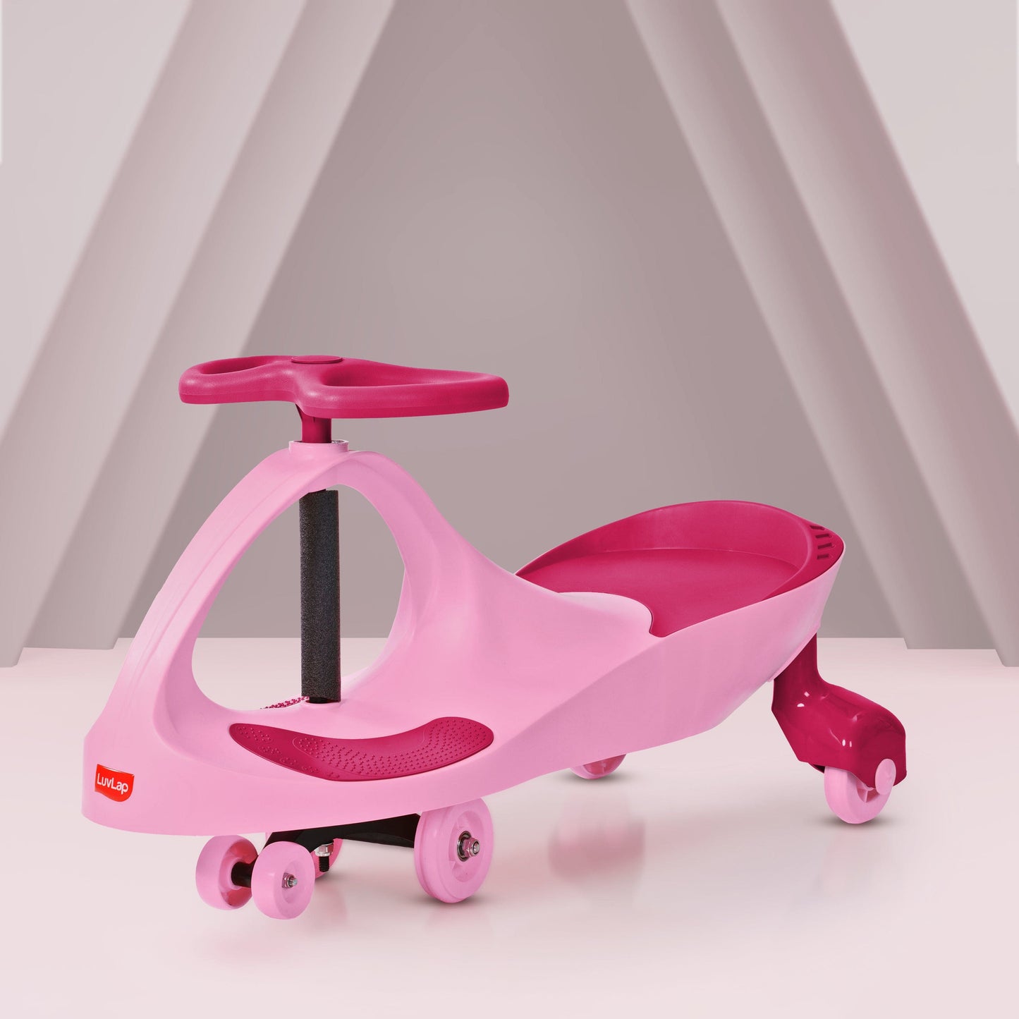 LuvLap Sunshine Swing Car for Kids, Comfortable Seats & Durable, Smooth Wheels, Baby Car, Magic Toy, Push Ride On, 3+ Years, Birthday Gift for Baby Boys & Girls, Pink