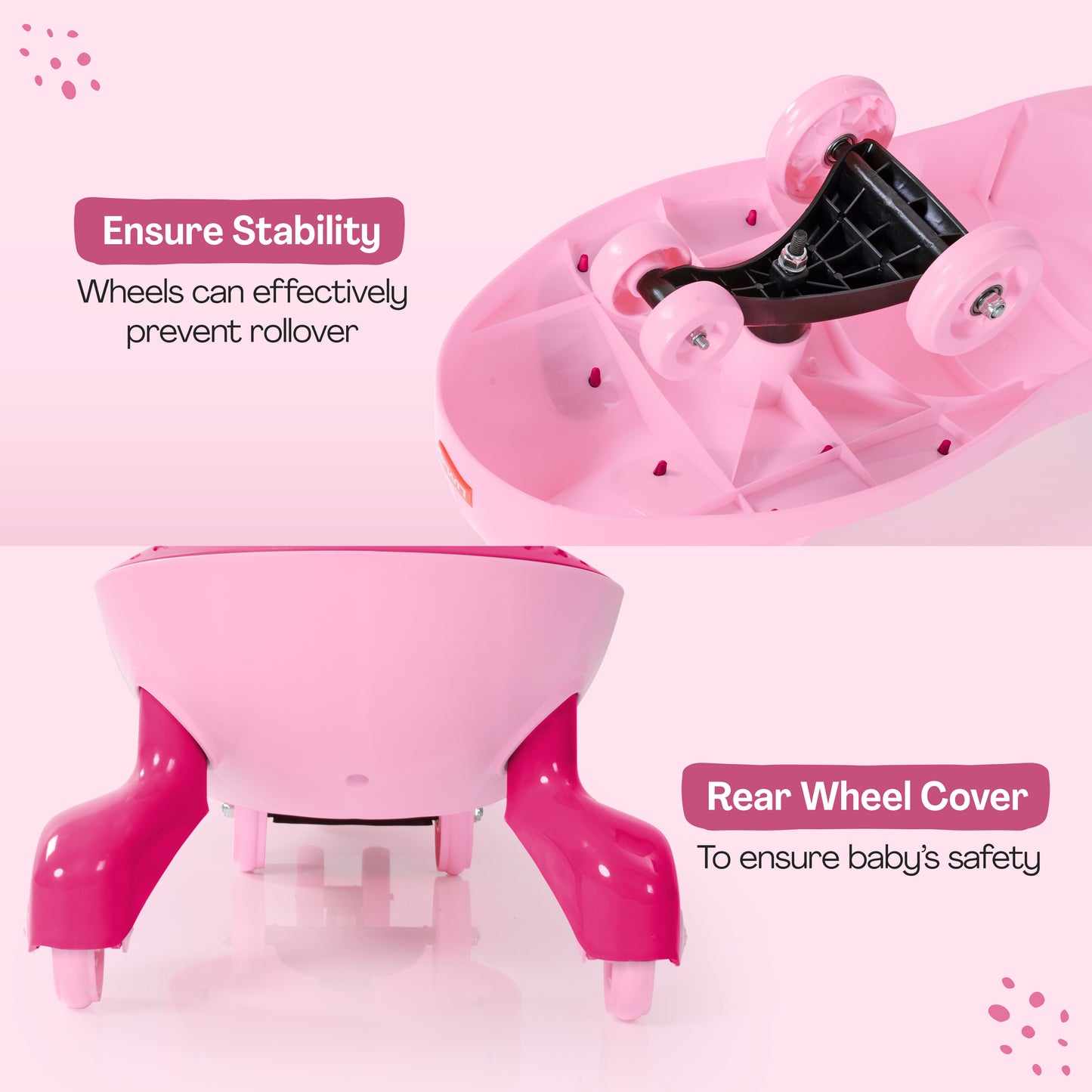 Sunshine Swing Car, Magic Car, Kids Push Car, Swing Car for Kids, Comfortable Seats & Durable, Baby Car, Magic Toy Car, Kids Swing Car, Ride On Car, Kids Car, 3+ Years, Pink